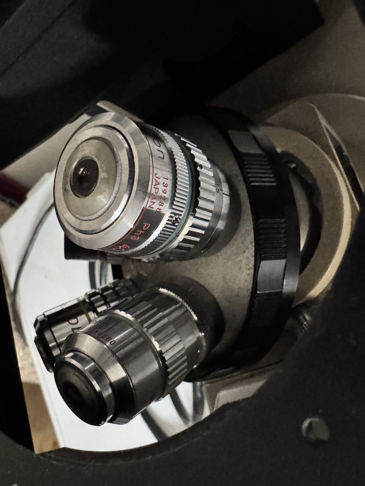 Nikon Diaphot Inverted Phase Contrast Microscope With 3 Objectives