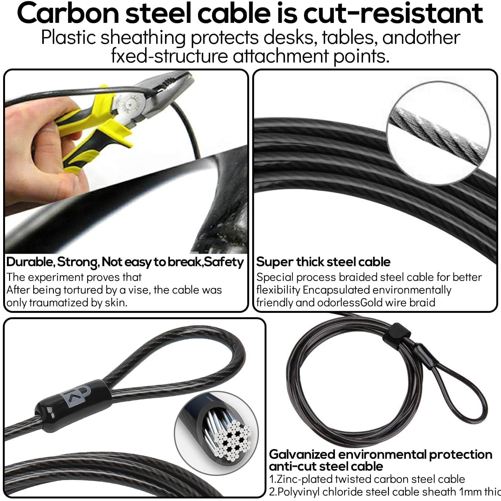 Laptop Cable Lock 4 Digital Combination Lock Security Computer Cable Lock Ant...