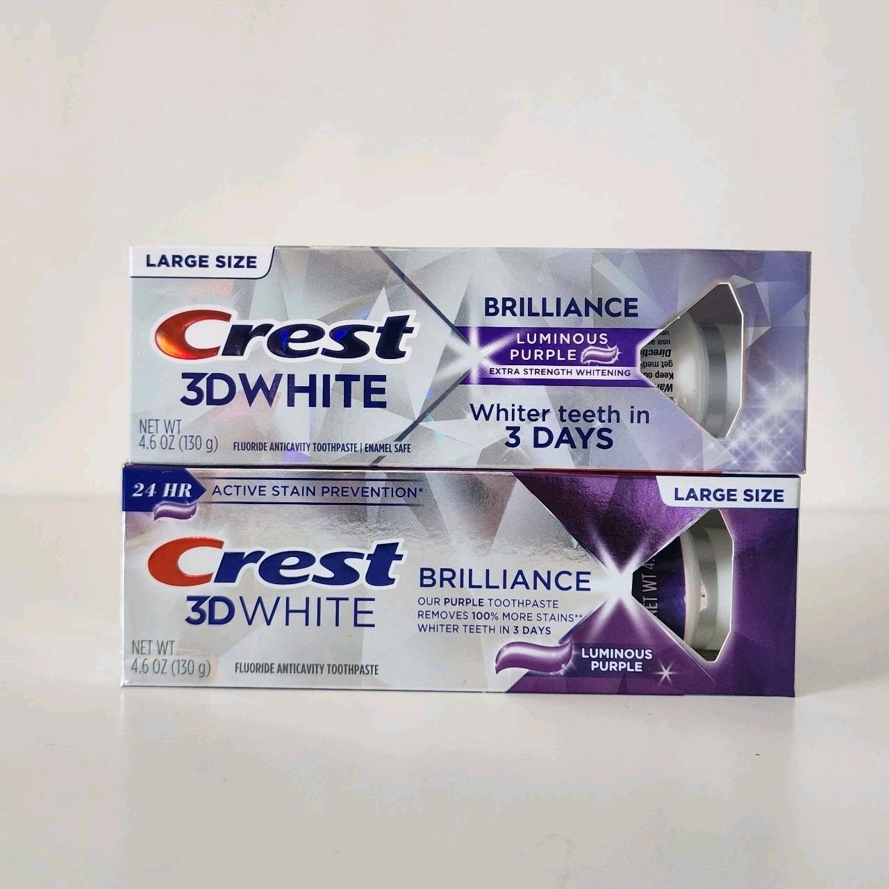 2 Crest 3D White Brilliance Luminous Purple Toothpaste 4.6oz Exp 10/2026+