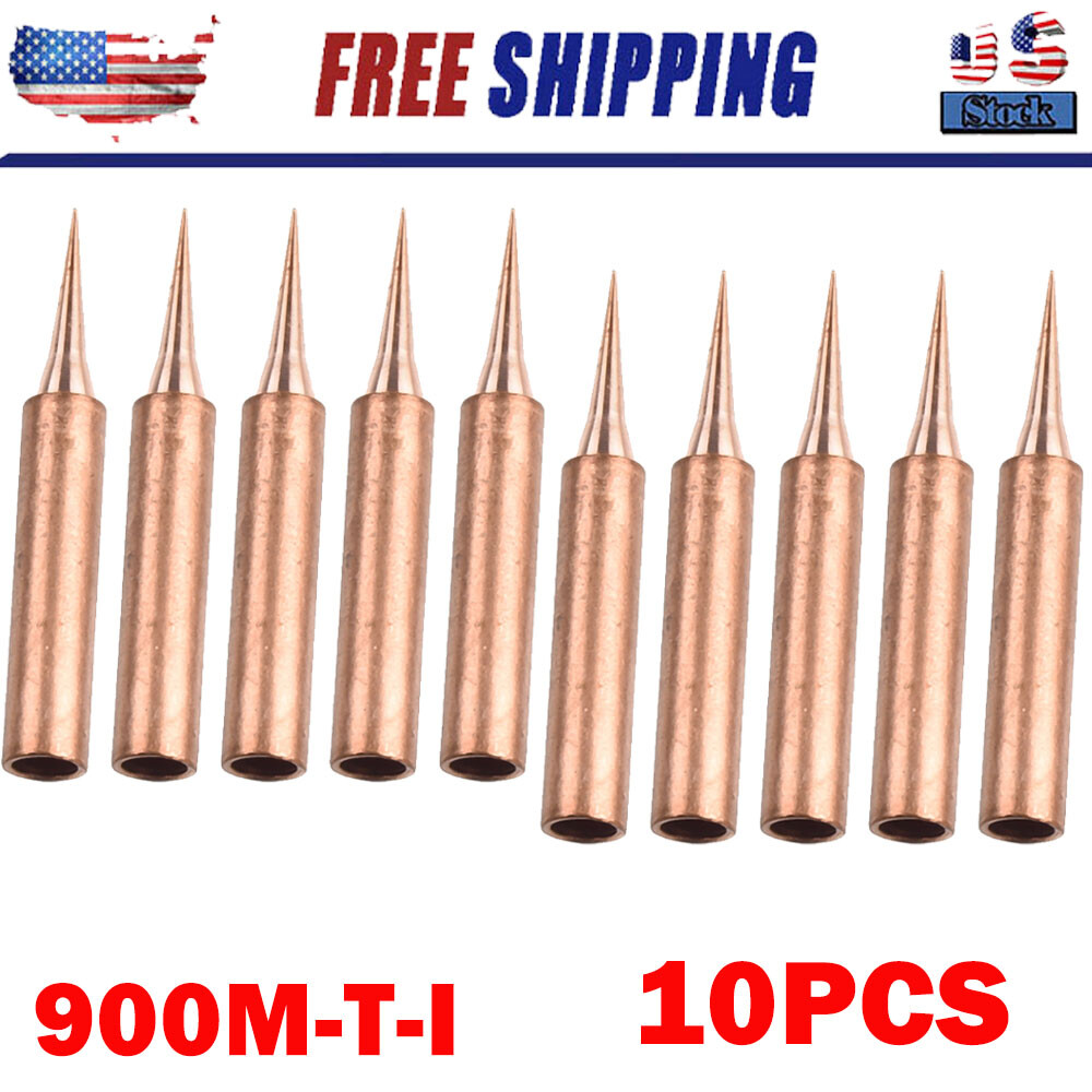 10x 900M-T-I Pure Copper Soldering Iron Tips Set Lead-Welding Solder Tip Tools