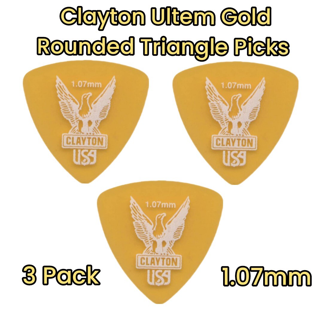 Clayton Ultem Gold Rounded Triangle Picks  1.07mm  3 Picks