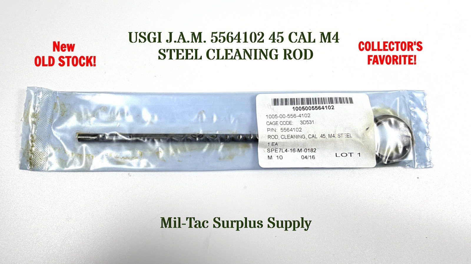USGI J.A.M. 5564102 45 CAL  STEEL CLEANING ROD, NOS, COLLECTORS L@@K!