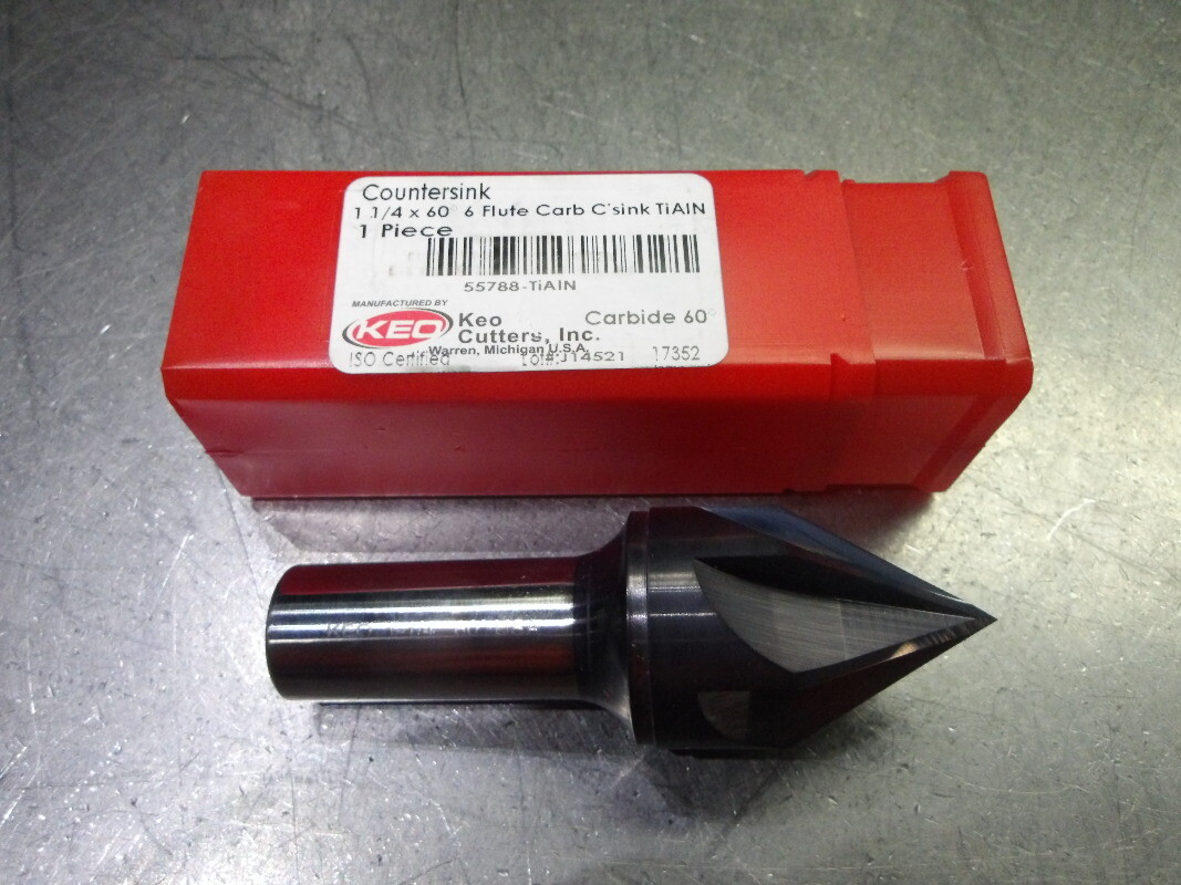 Keo 1.25" 60 Deg 6 Flute carbide Counter Sink 3/4" Shank 55788-TiAlN (LOC792)