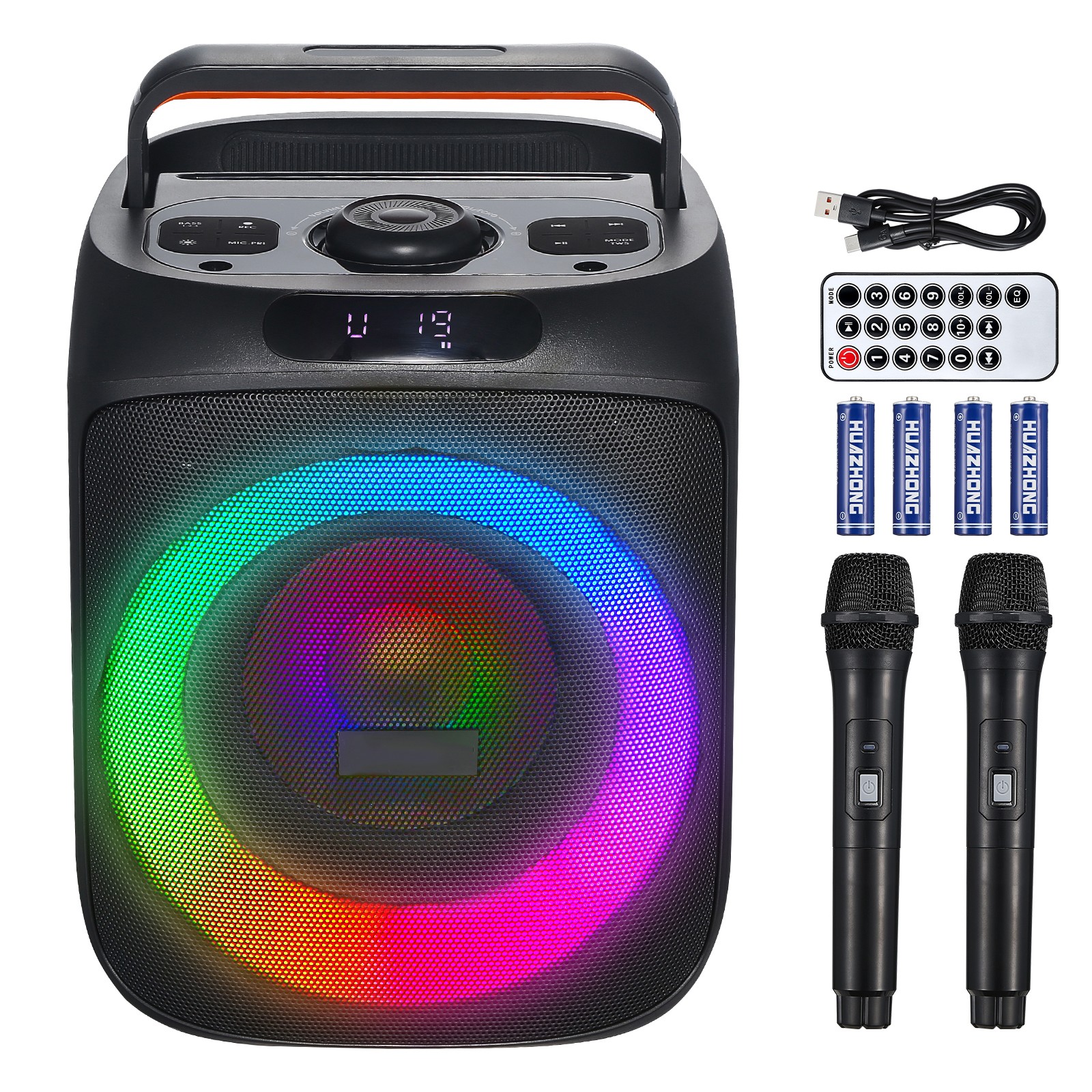 Uimoso Portable Karaoke System with 30W Speaker and 2 Wireless Microphones