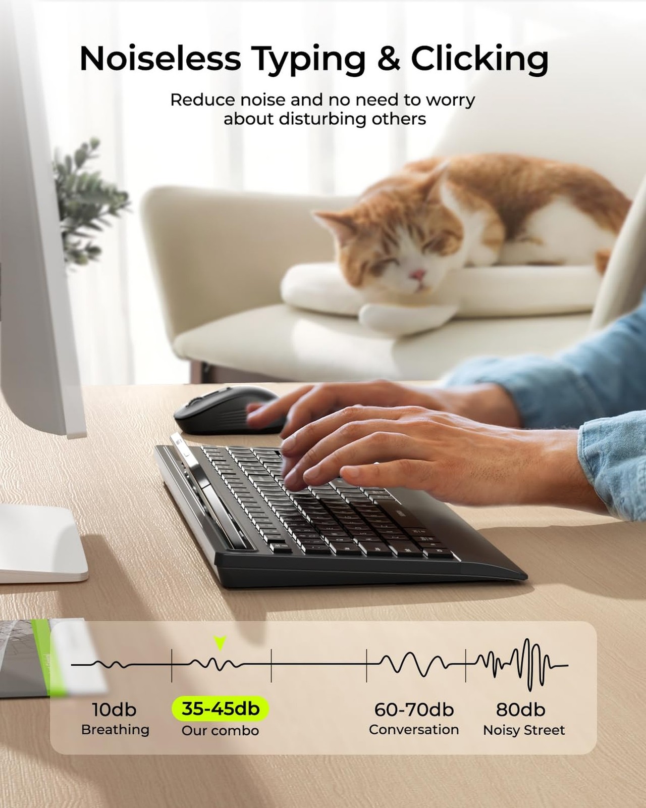 seenda Bluetooth Keyboard and Mouse Combo, Multi-Device Ergonomic Keyboard Mo...