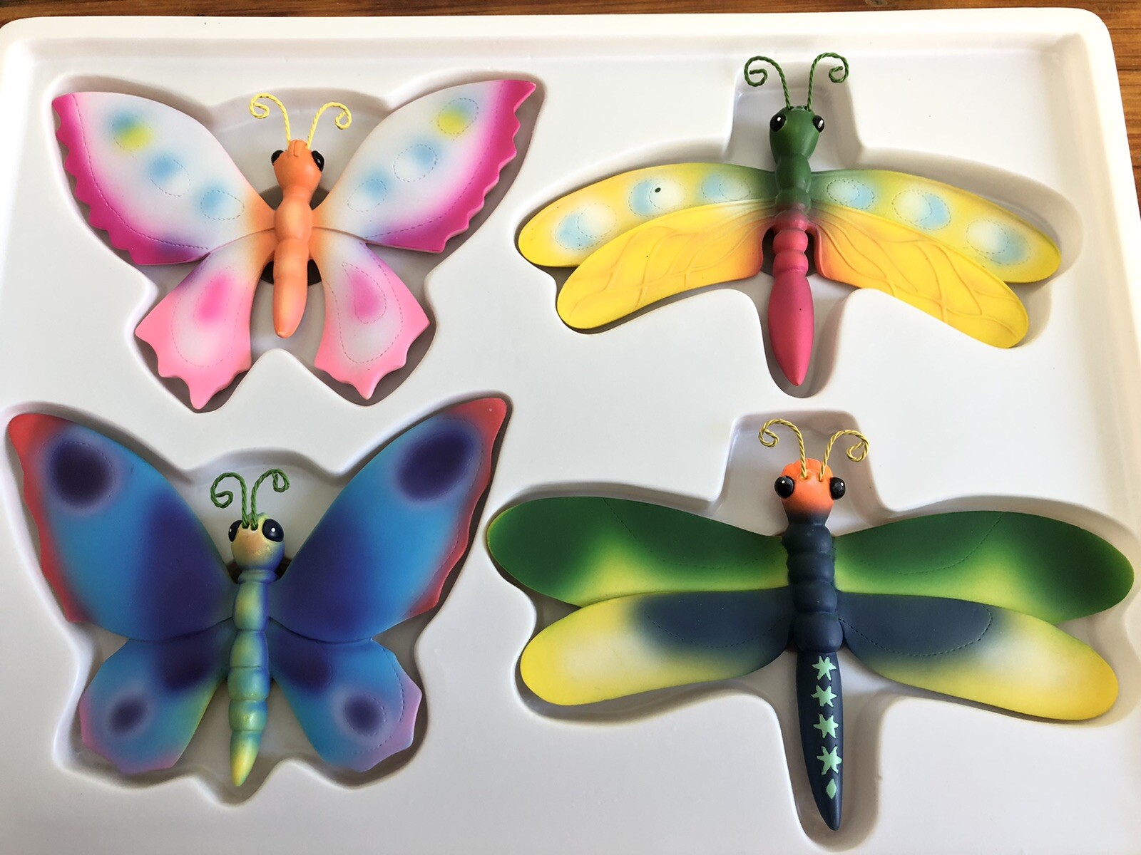 Vtg IMAGES Dragonfly and Butterfly Wall Hanging Colorful Bug Sculptures 90s