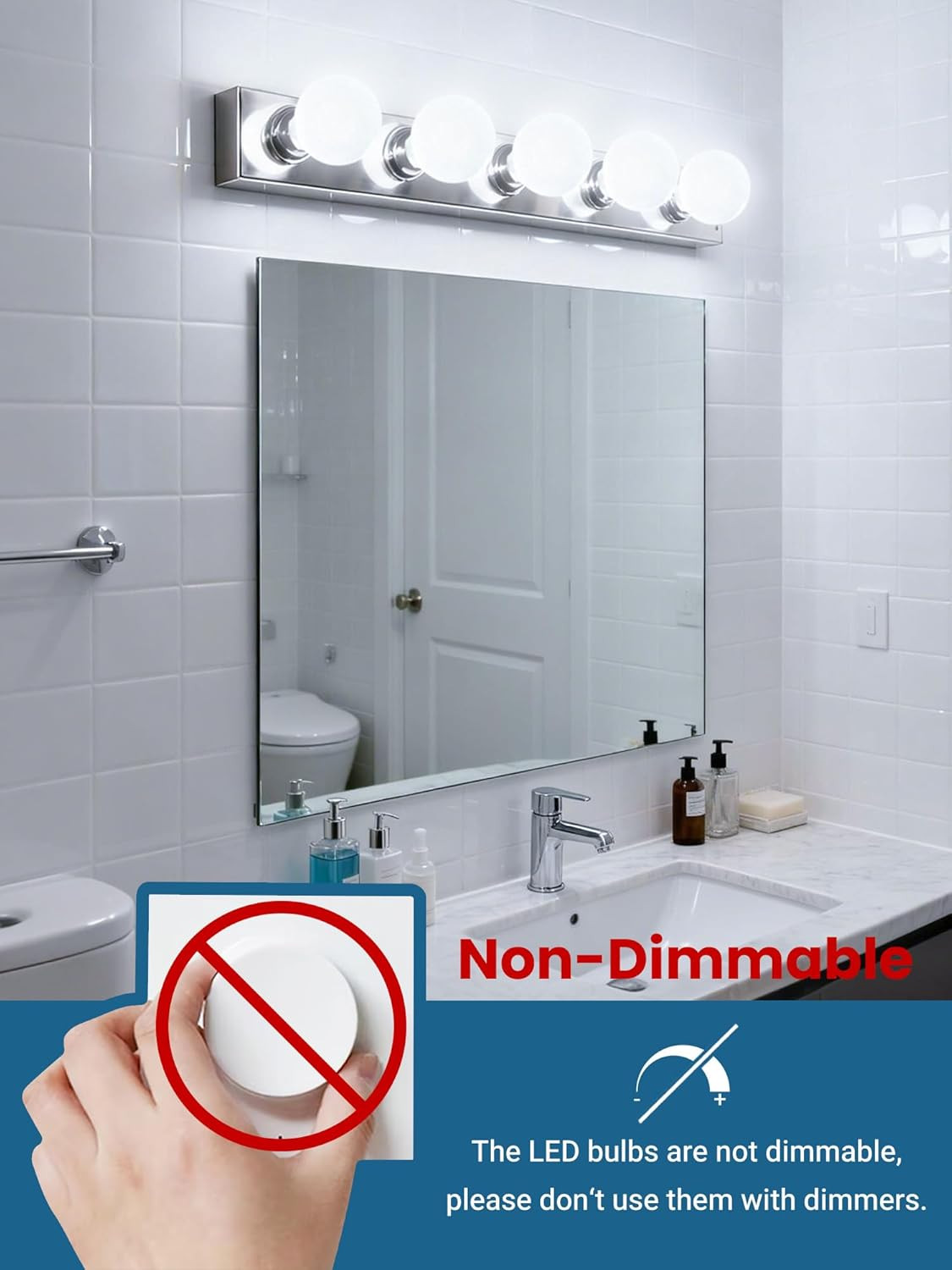 G25 LED Globe Light Bulbs, Vanity Light Bulb for Bathroom 40W Equivalent, 5000K