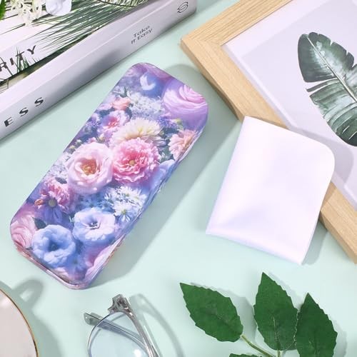 Glasses Case Hard Shell Eyeglass Case Pu Leather Eyeglass Sunglasses Flower