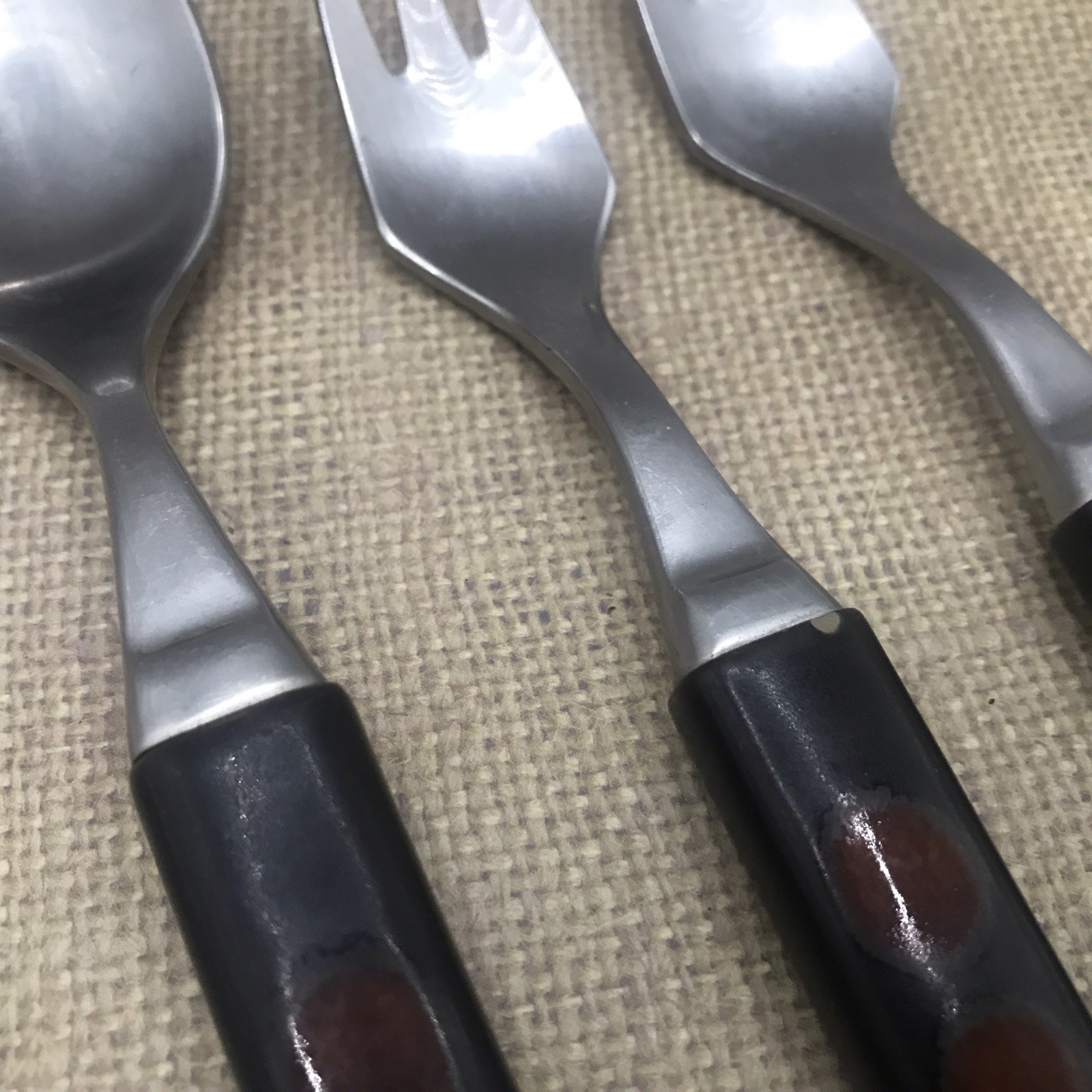 3 Denby Touchstone Garnet Utensils Large Spoon 2 Forks *Note