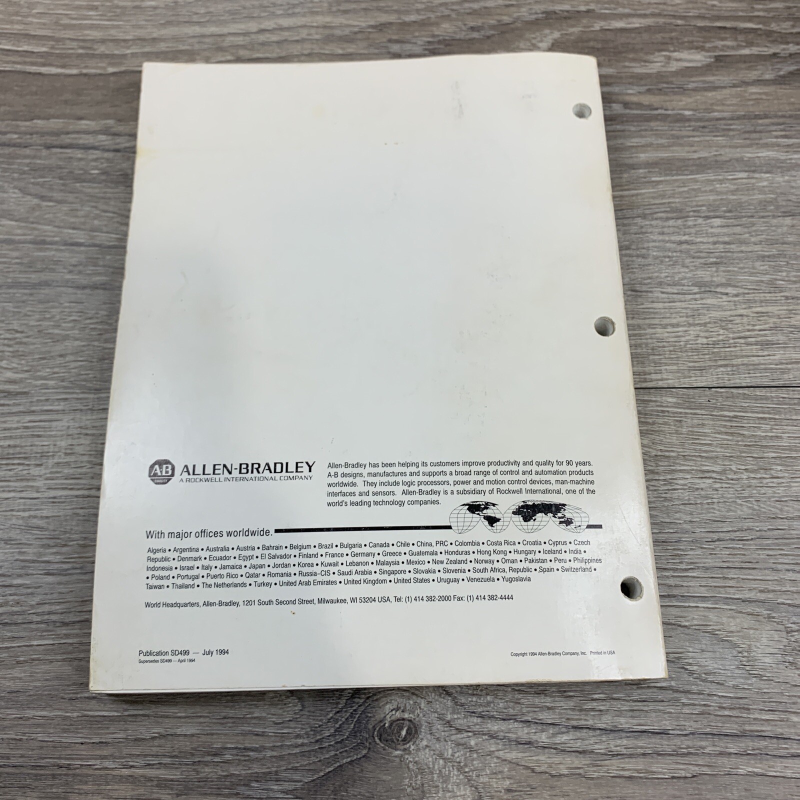Allen-Bradley Publication Index Catalog Cross Reference User Manual 1994