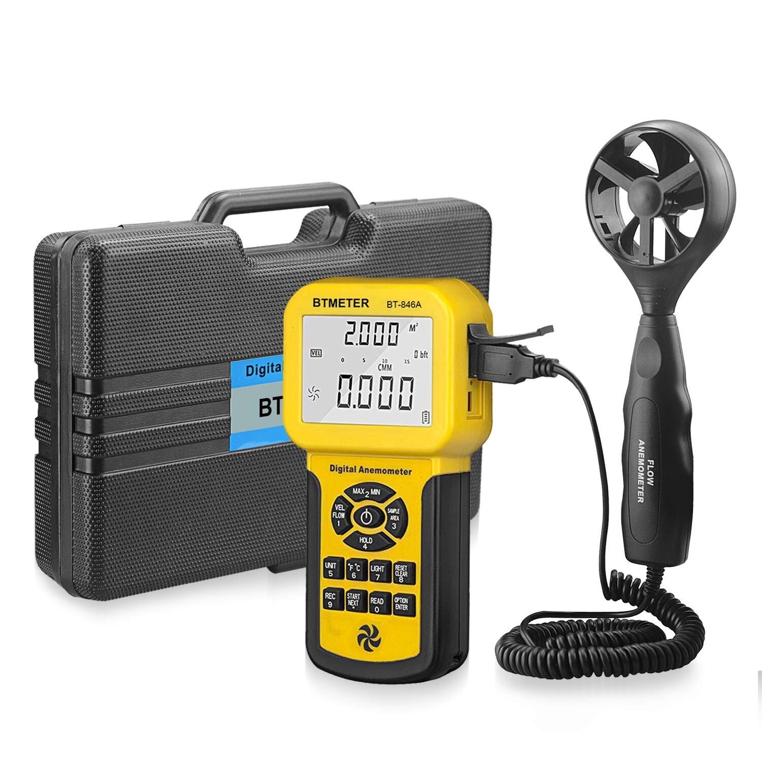 BTMETER BT-846A Pro HVAC Anemometer Measures Wind Speed Wind Flow Wind Temper...