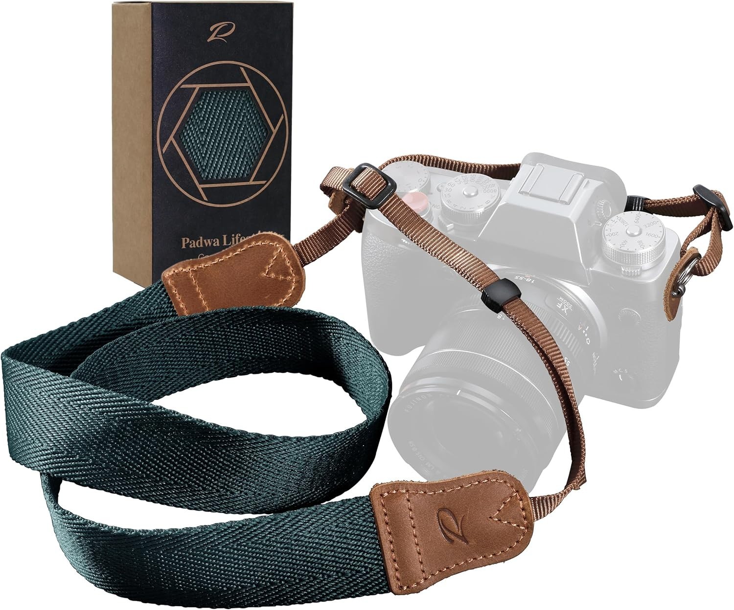Comfortable Adjustable Photographer's Camera Strap - Dark Blue Green Retro Style