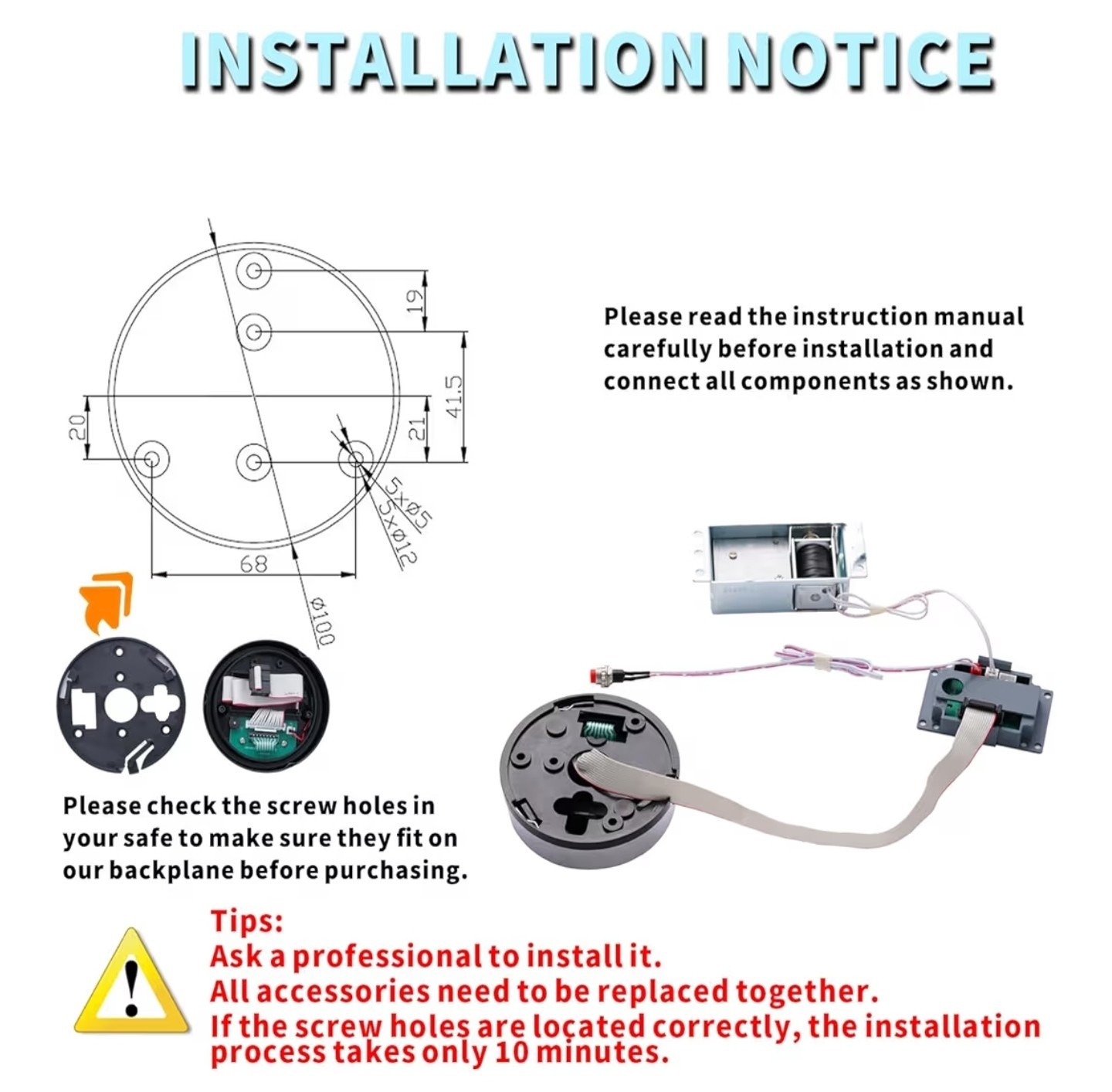 Gun Safe Lock Replacement Black Keypad with Solenoid Lock For Safe Box