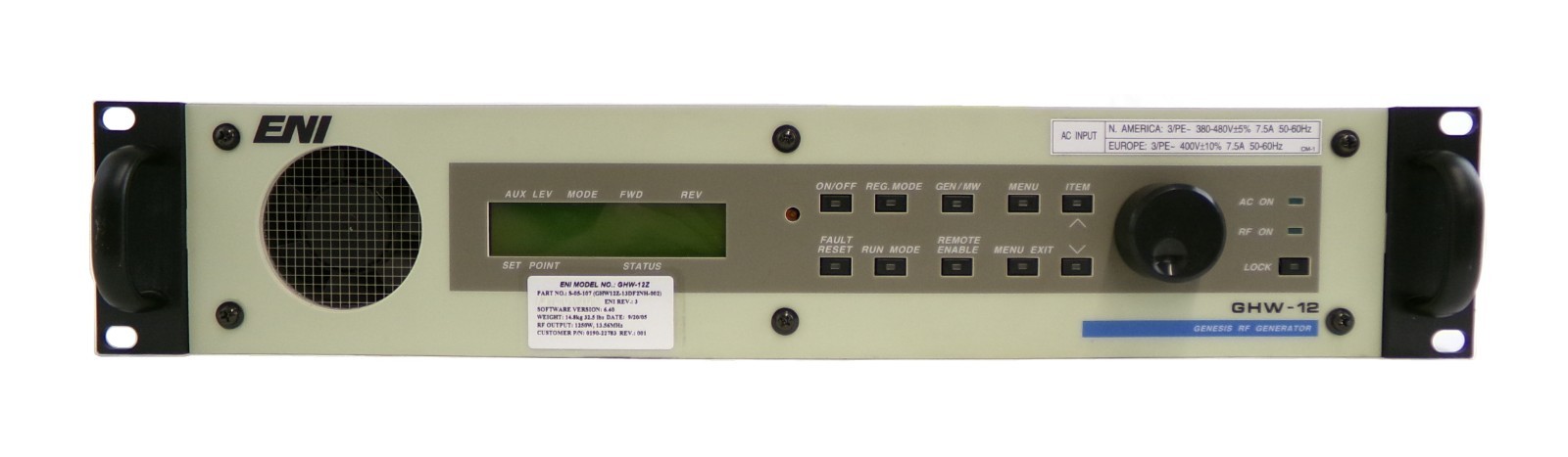 GHW-12Z Genesis ENI Power Systems GHW12Z-13DF2NH-002 RF Generator Working