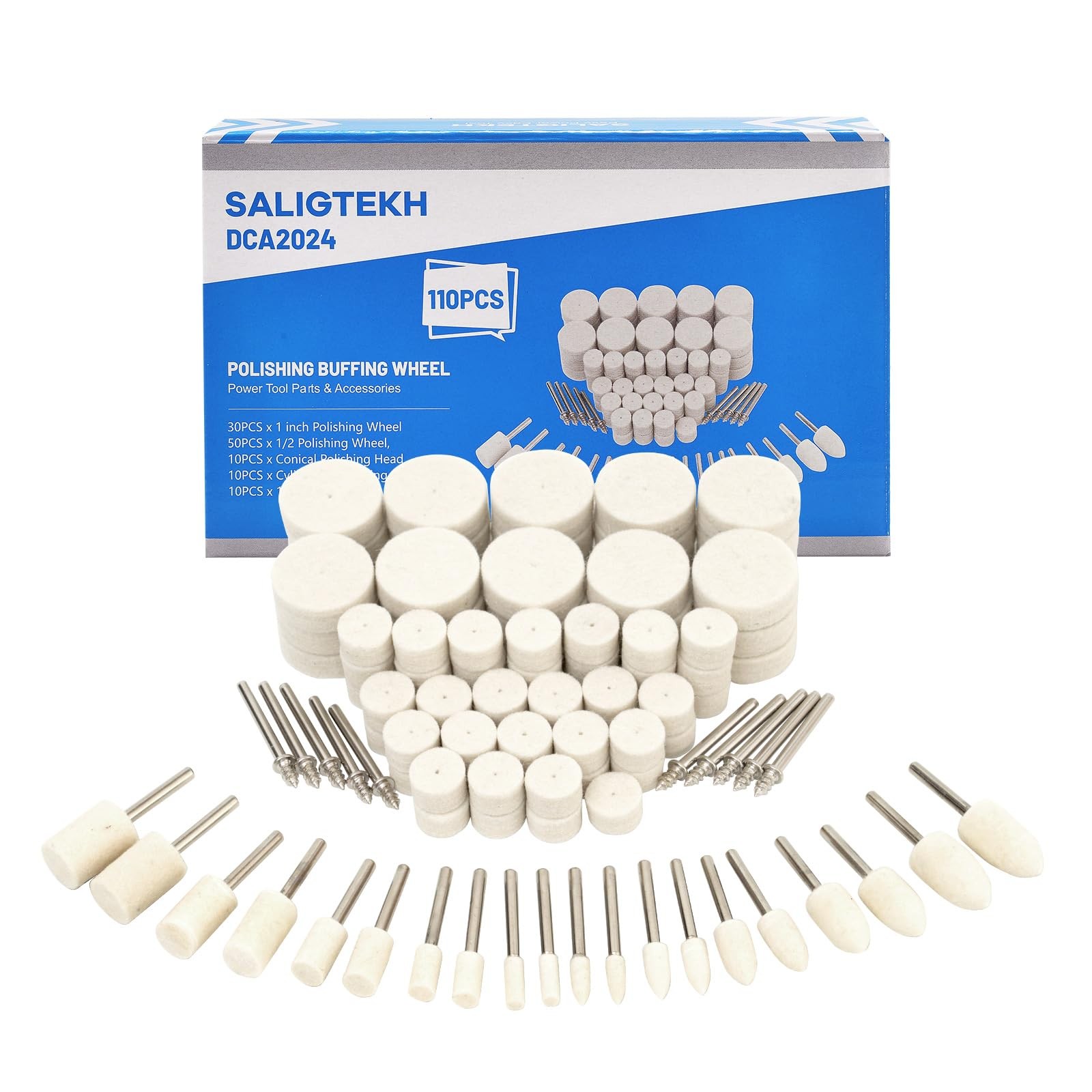 Polishing Buffing Wheel for Rotary Tool, 110PCS Wool Felt 110Pcs
