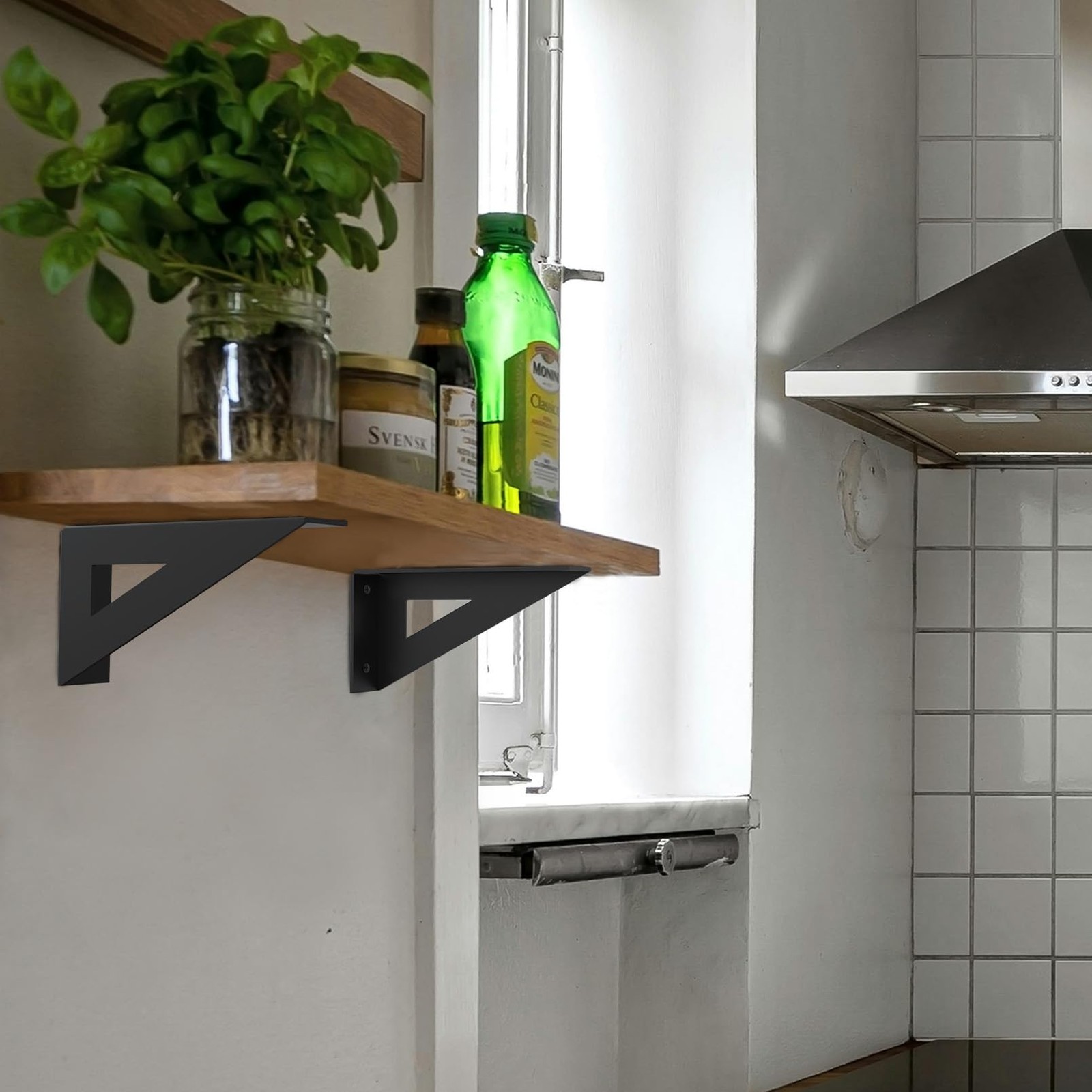 4 Pack 6x3 Inch Matte Black Solid Floating Reversible Heavy Duty Shelf Bracket