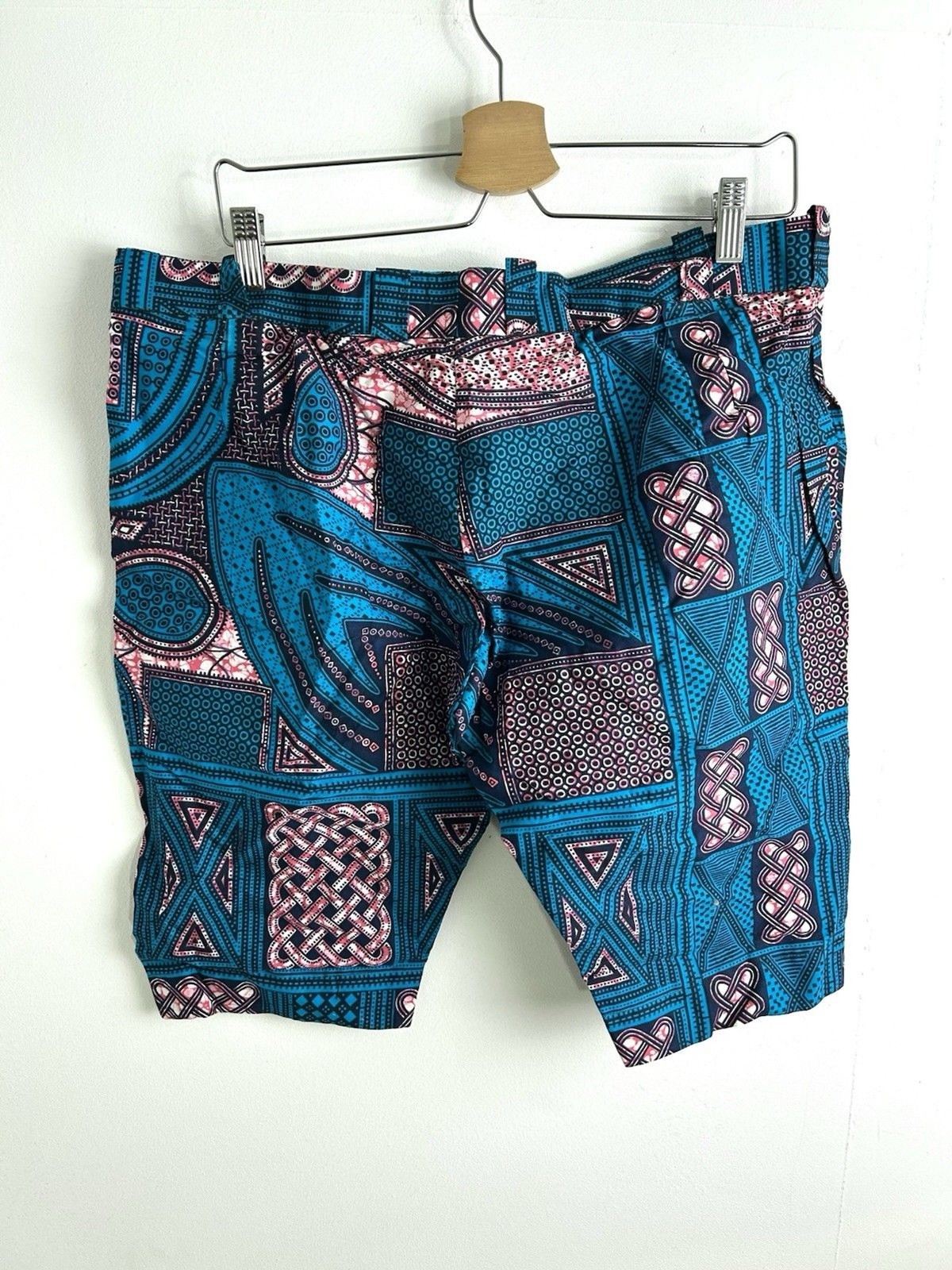 African Wax Fabric Ankara Shorts Pockets No Size Check Measurements Multicolor