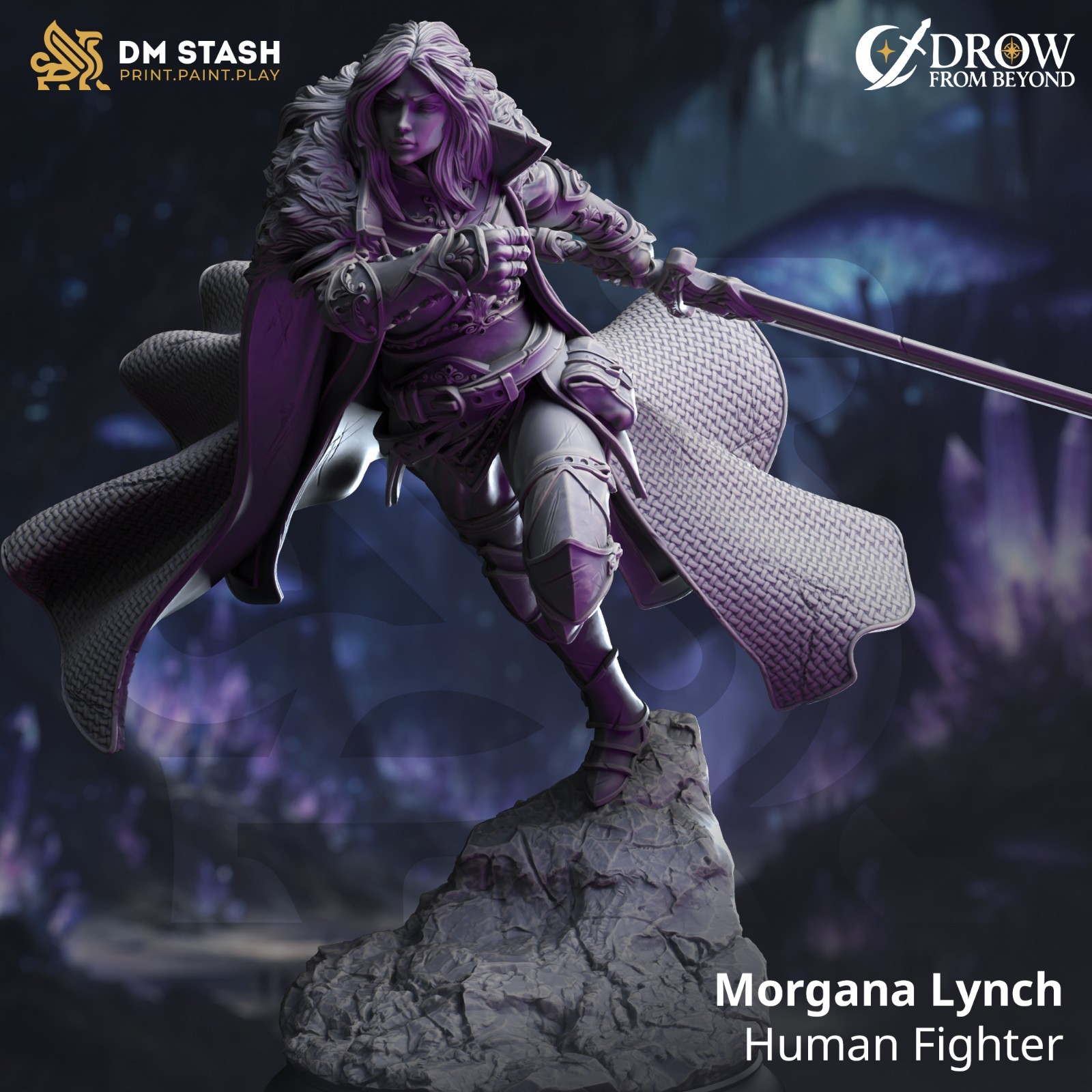 Dungeons & Dragons Human Fighter Miniature - Morgana Lynch - DnD RPG Wargames