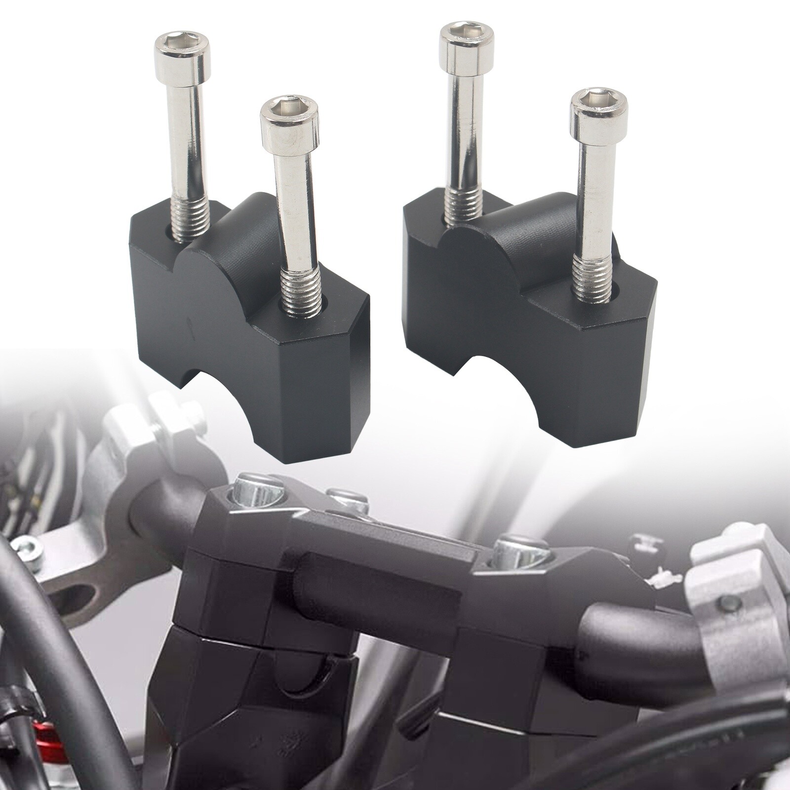 Handlebar Riser Clamp Black Fit for Kawasaki Z750 2004-2012 2011-2012 Pair