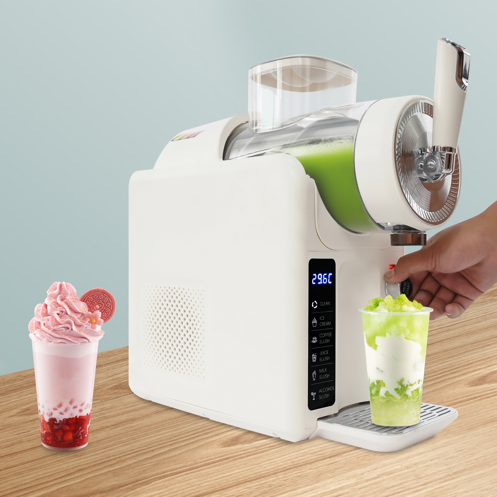 Frozen Drink Machine Set Shaved Ice Tool for Home with Self-Cleaning Function