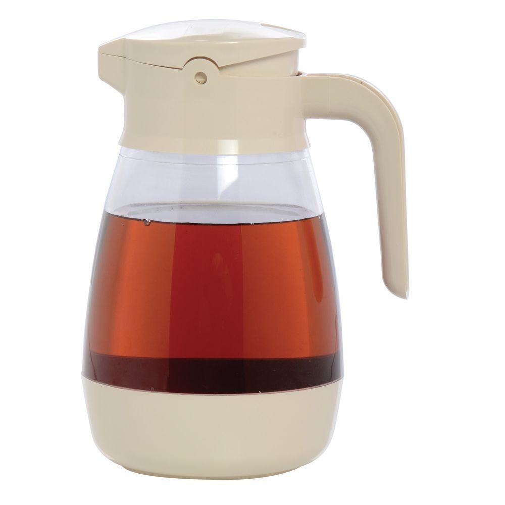 Service Ideas SY916AL Syrup Dispenser, 16 oz, Almond/Clear