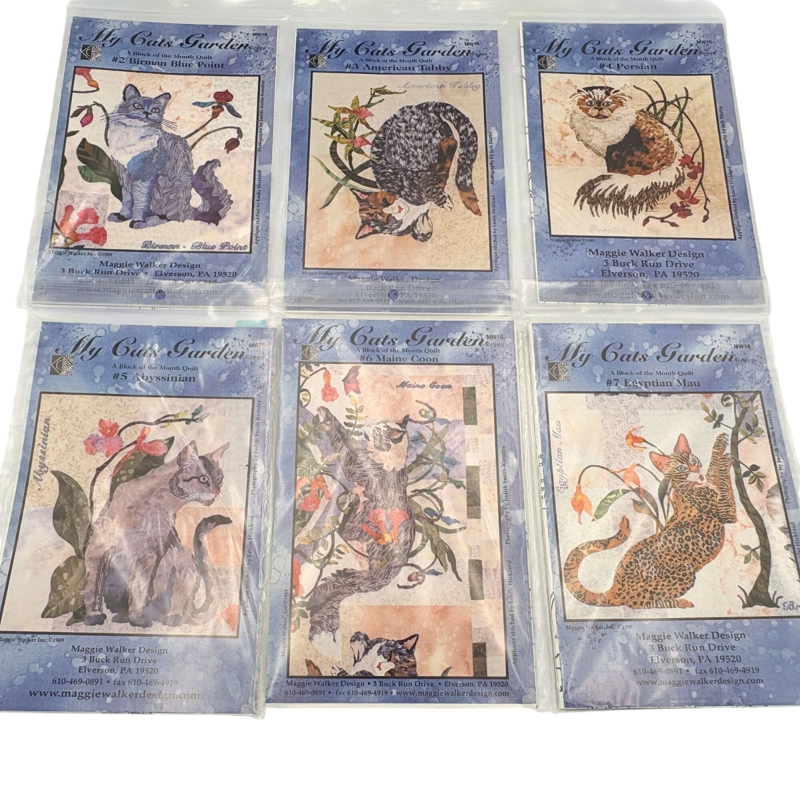 My Cats Garden Quilt Patterns Lot Of 6 By Maggie Walker Sewing Craft DIY Set