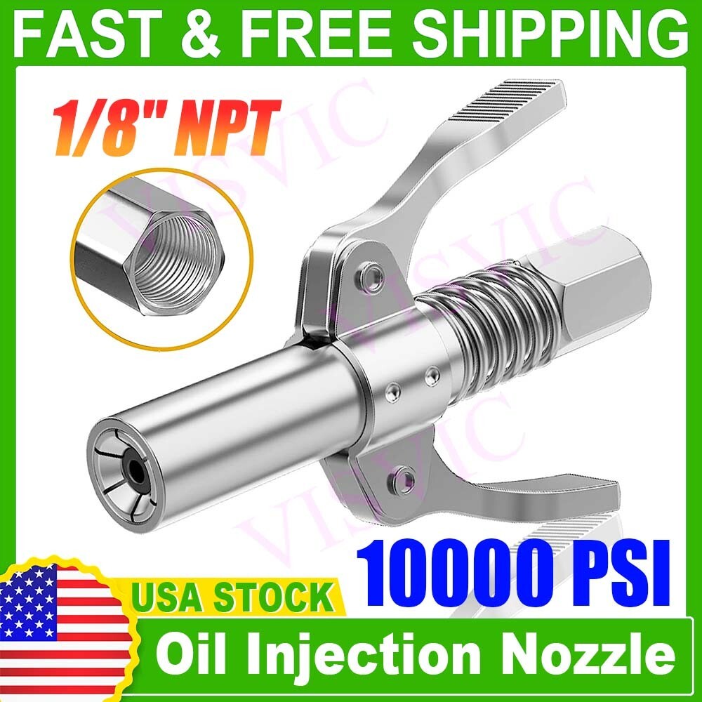 10000PSI Grease Gun Coupler Quick Release Lock Oil Injection Nozzle Professional