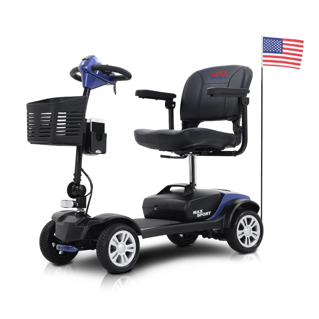 4 Wheels Mobility Scooter Wheelchair Folding Electric Scooters Home Travel Blue