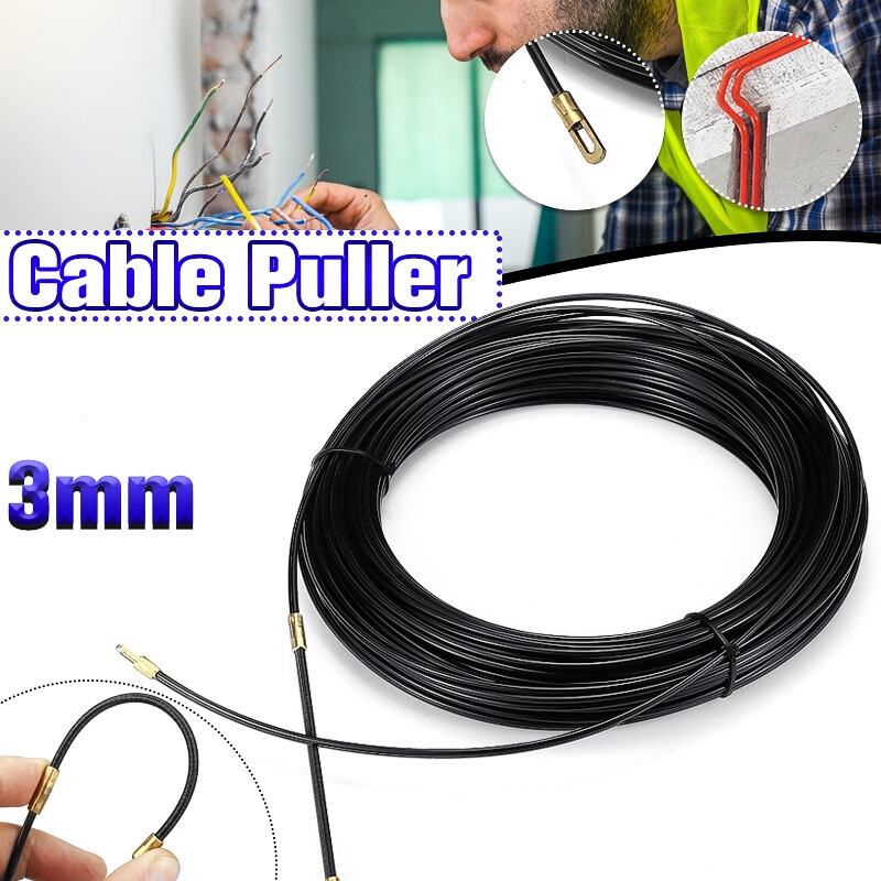40M Fish Tape Wire Puller Through Wall Wire Threader Cable Fastener Rope Dia 3mm