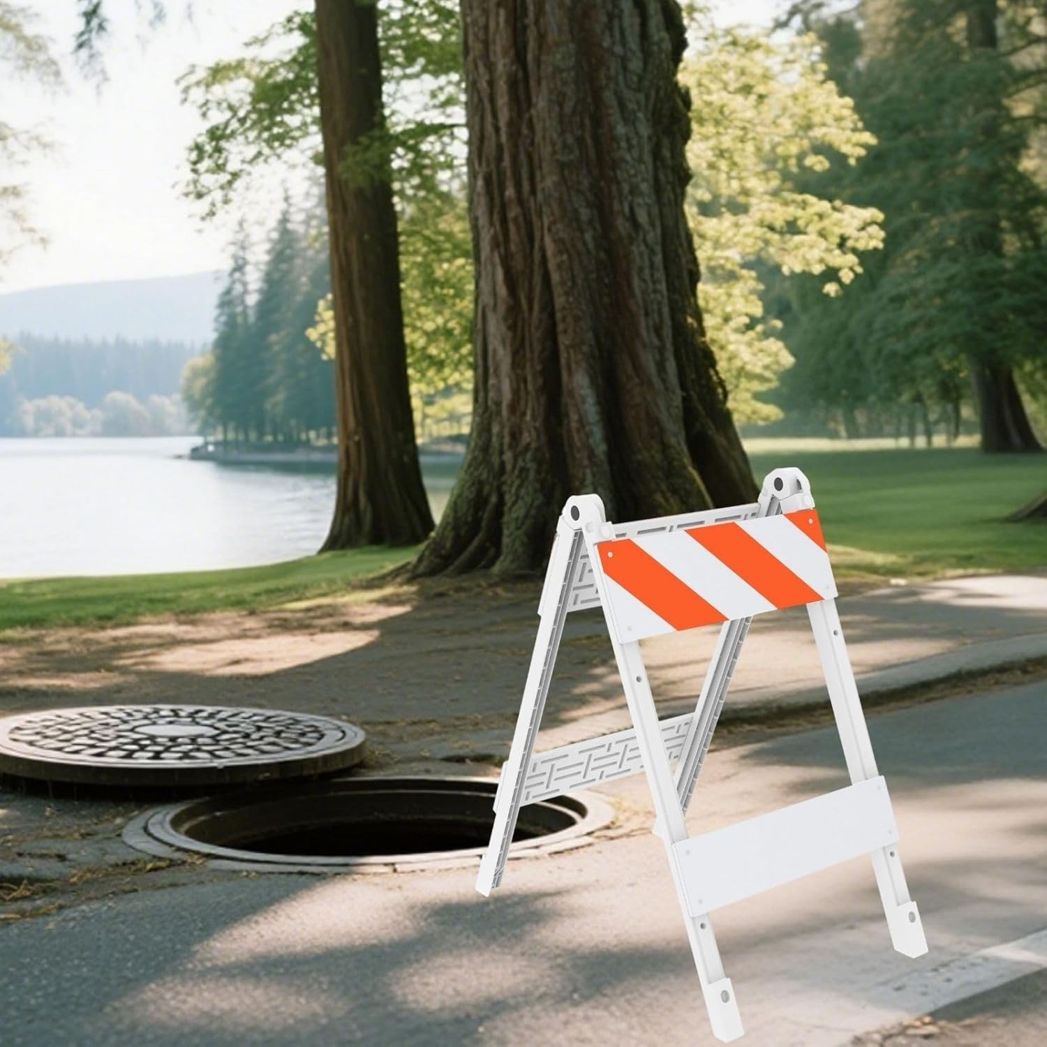 1Pack Type I Foldable Traffic Barricade Folding Road with 6"x24" Bottom Panel