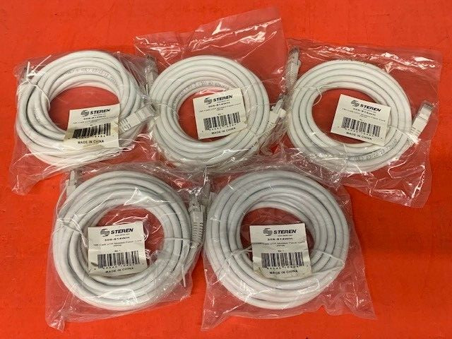 Steren Cat6 14ft UTP Molded Patch Cord White 308-914WH Lot of 5 NEW