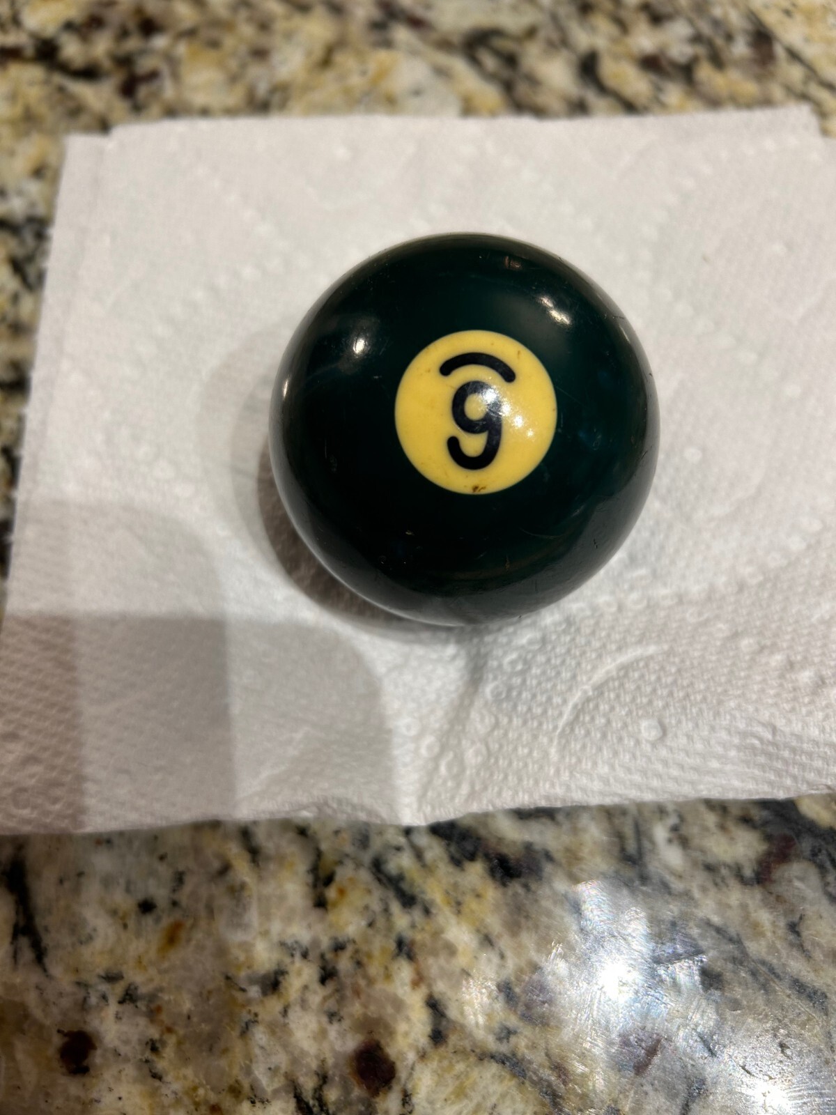 VINTAGE Number 6 Solid Green Replacement Pool Ball Yellowed Dot