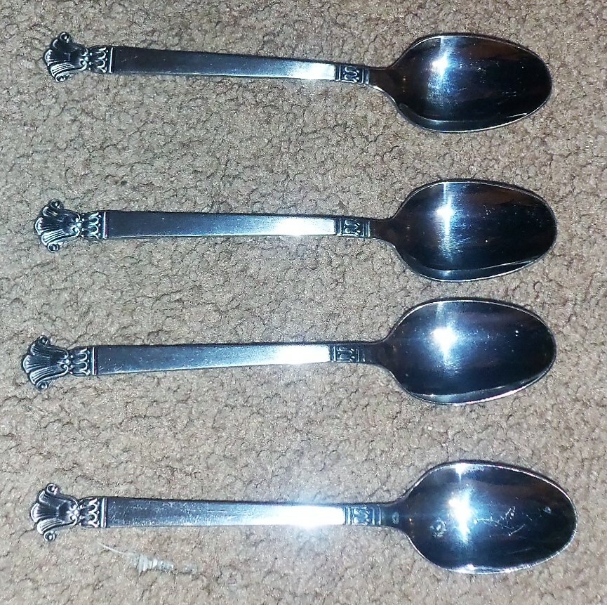 lot set 5 Teaspoons Oval Soup Spoons EKCO Eterna Stainless Satin BRYN MAUR