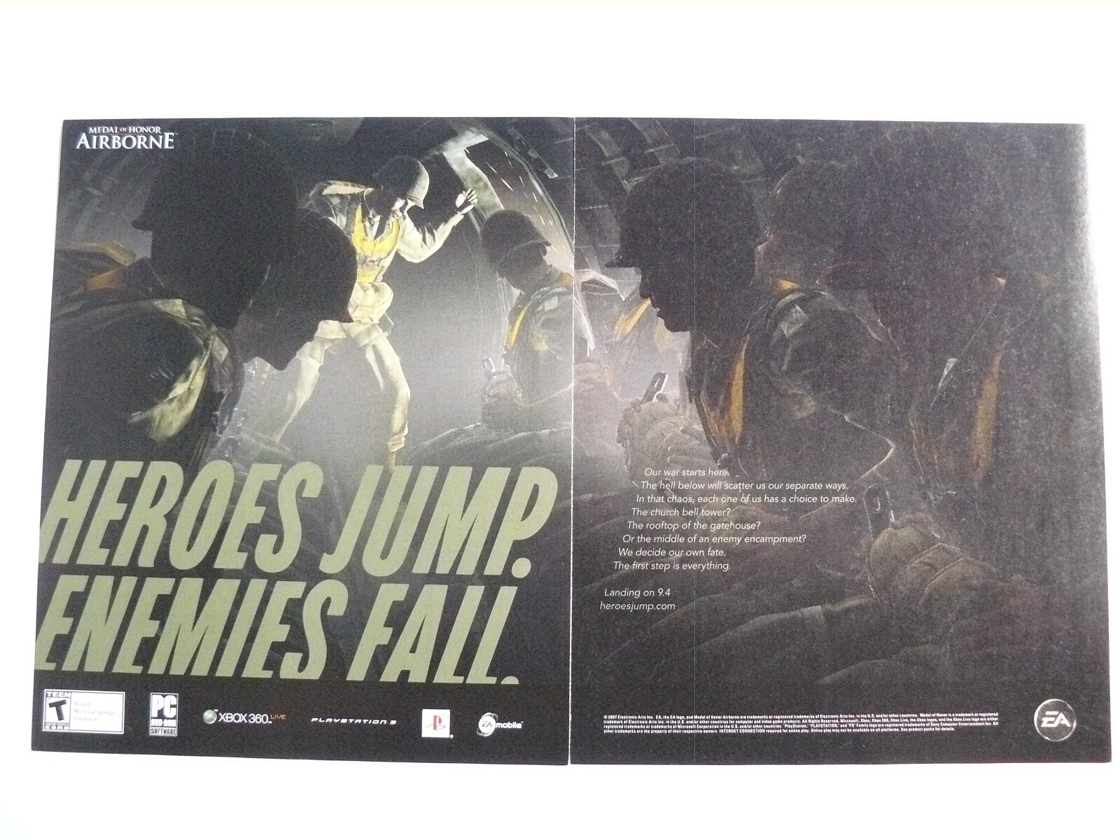 2007 Medal Of Honor Airborne Video Game 2-page Vintage Print Ad Electronic Arts