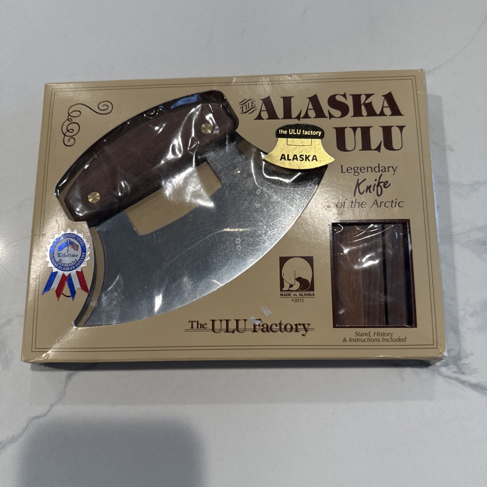 NIB The Alaskan Ulu Knife - Legendary Arctic Knife 6 Inches Includes Stand