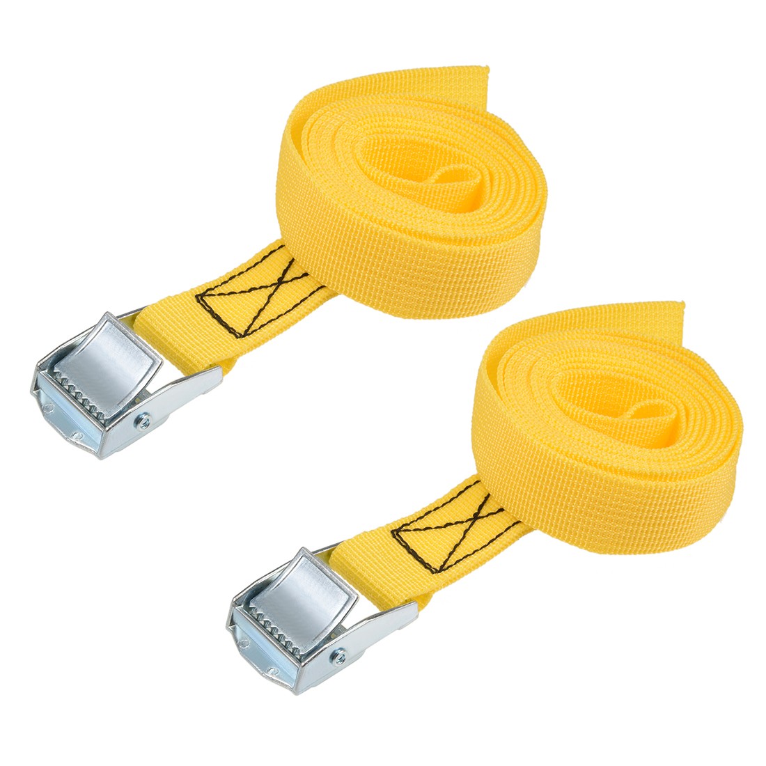 2Mx25mm Lashing Strap Cargo Tie Down w Cam Buckle 250Kg Work Load Yellow, 2Pcs