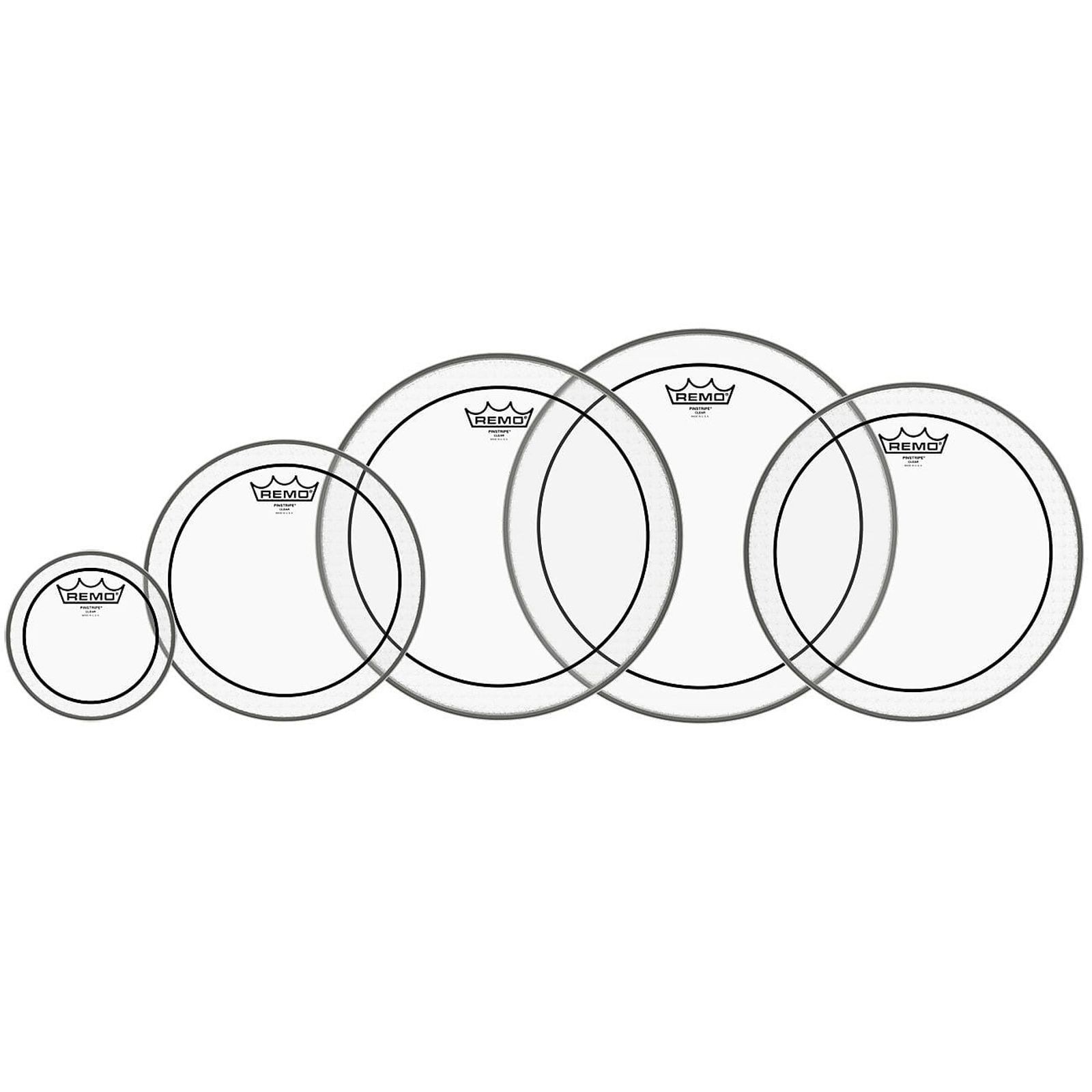 REMO ProPack 5 Piece Pinstripe Clear Tenor Drum Heads - PP-0140-PS