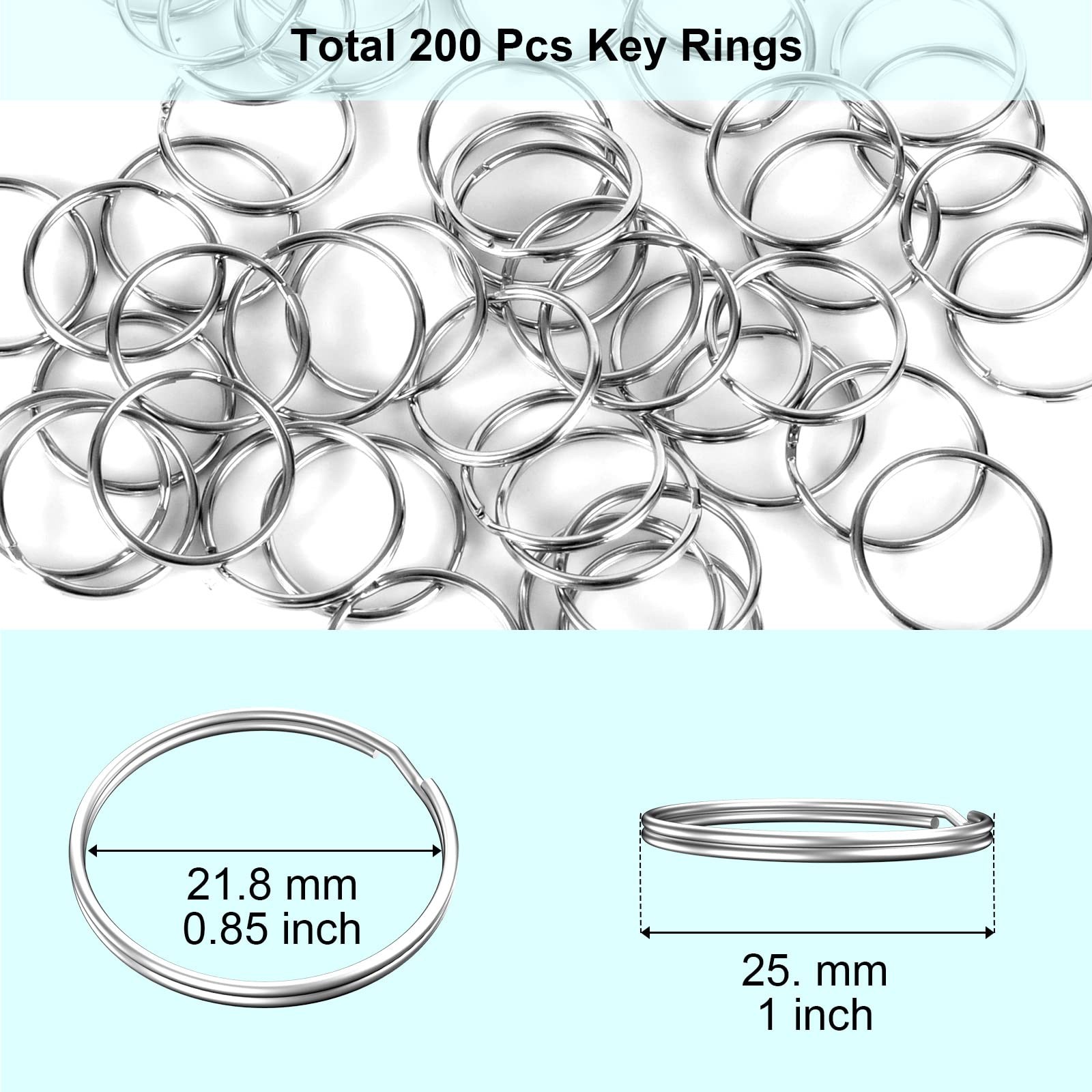 100PCS Split Key Rings Bulk for Keychain and Crafts 1”100Pack, silver