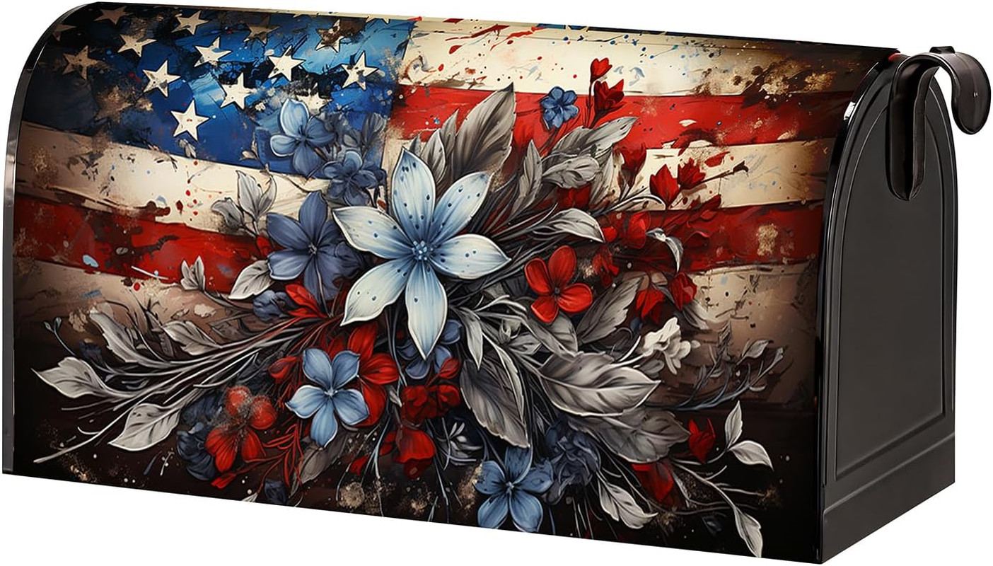 Patriotic American Flag Magnetic Mailbox Cover 18"X21" - Standard Size 4Th of Ju