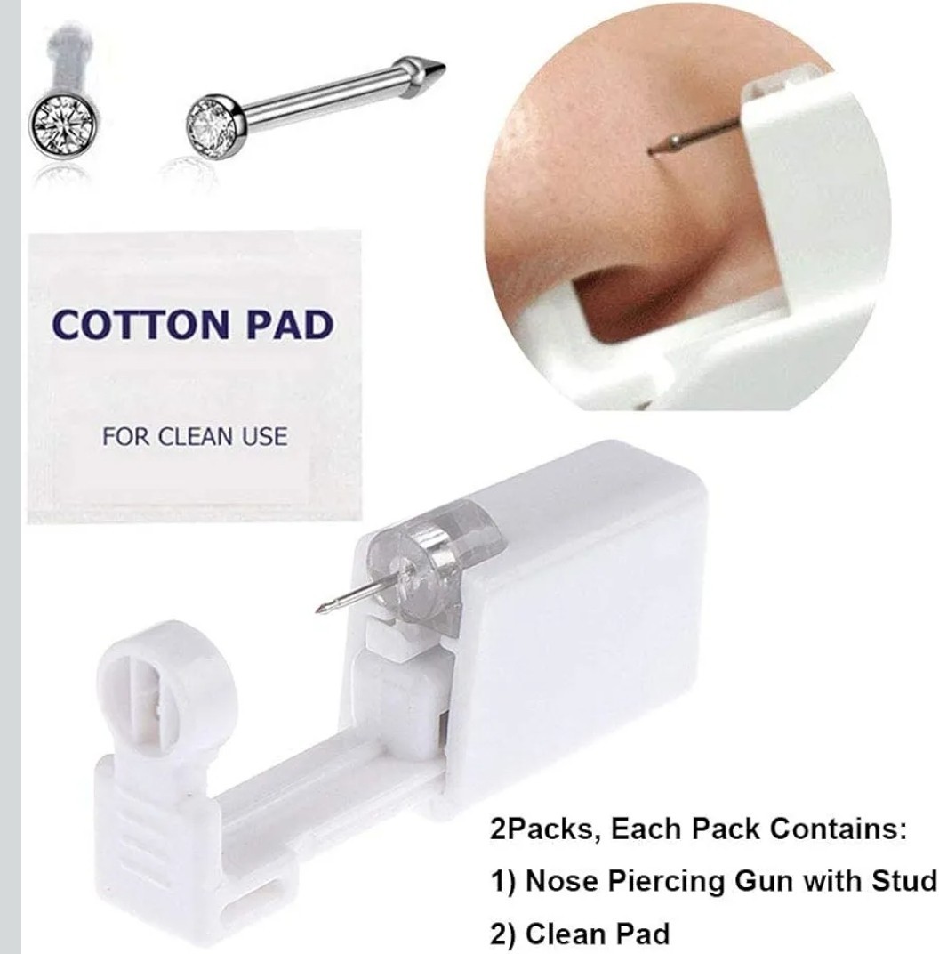 Nose Piercing Gun - 2 Pack Self Nose Piercing Kit Unit Disposable Nose Piercing