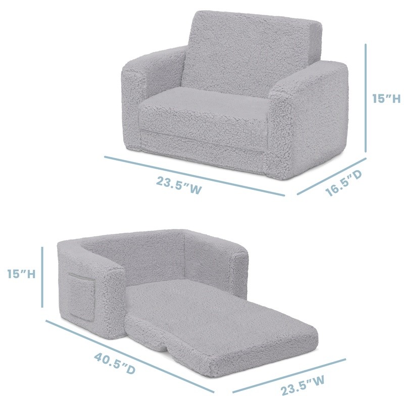Convertible Kids Chair Lounger Sherpa Foam Sleeper 2-in-1 Toddler Furniture New