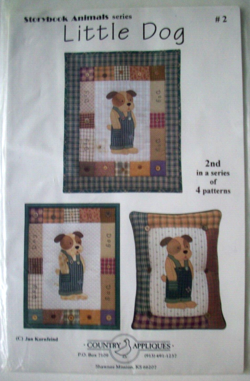 Little Dog in overalls applique quilt pattern uncut *A5