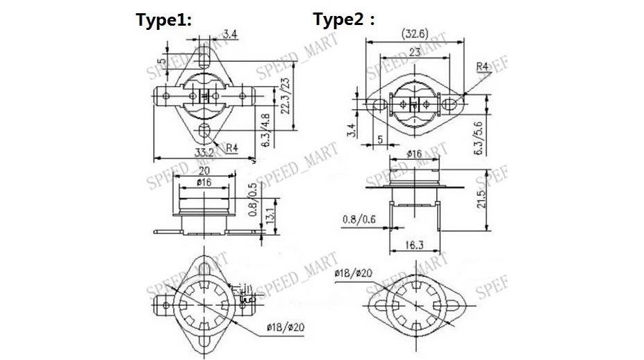 Temperature Switch Control Sensor Thermal Thermostat 75°C N.C. KSD301