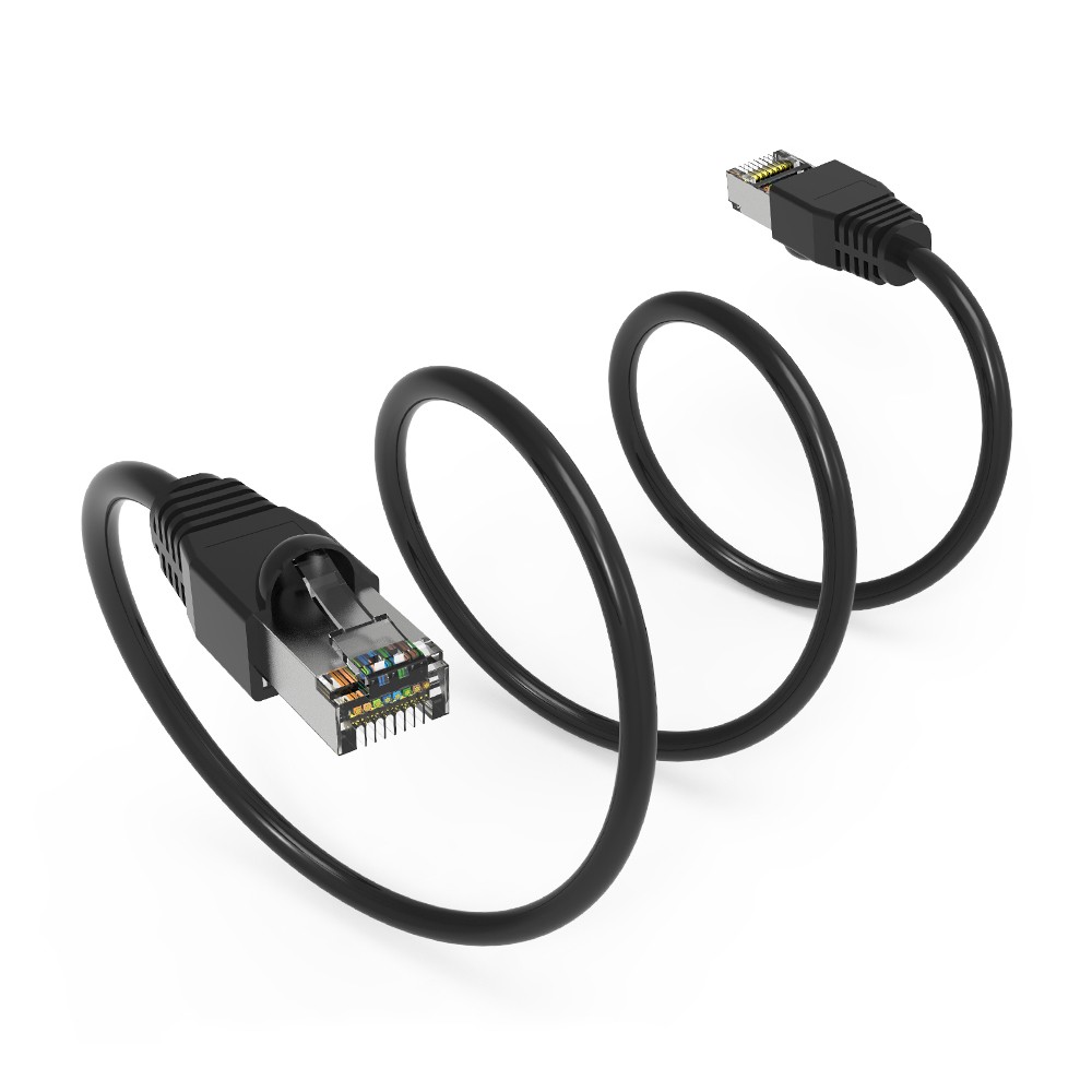 100Ft CAT6A Shielded (SSTP) Ethernet Network Booted Cable Black