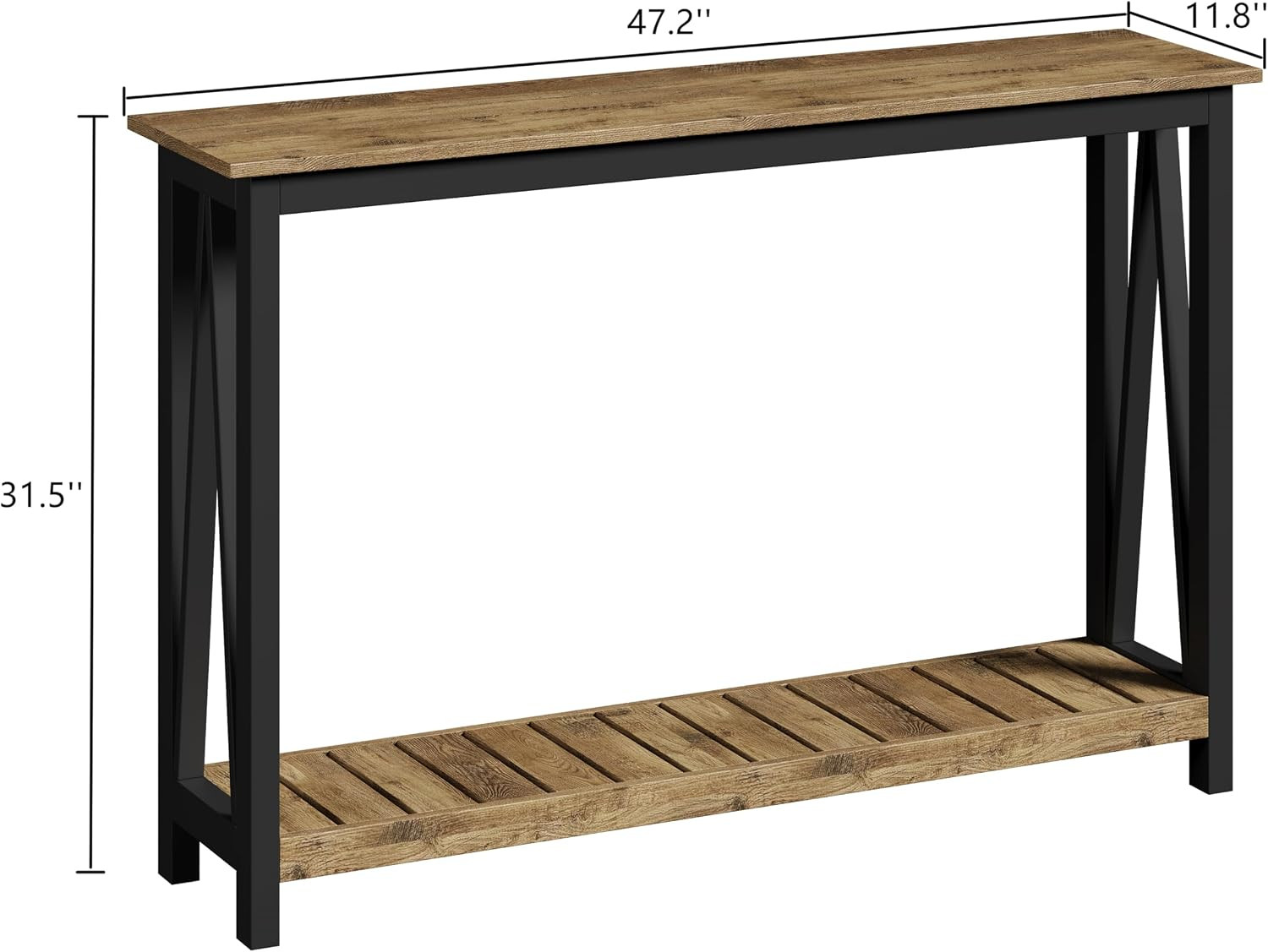 Farmhouse Console Table, Narrow Sofa Table for Entryway, 47 Inch | Rustic Entryw