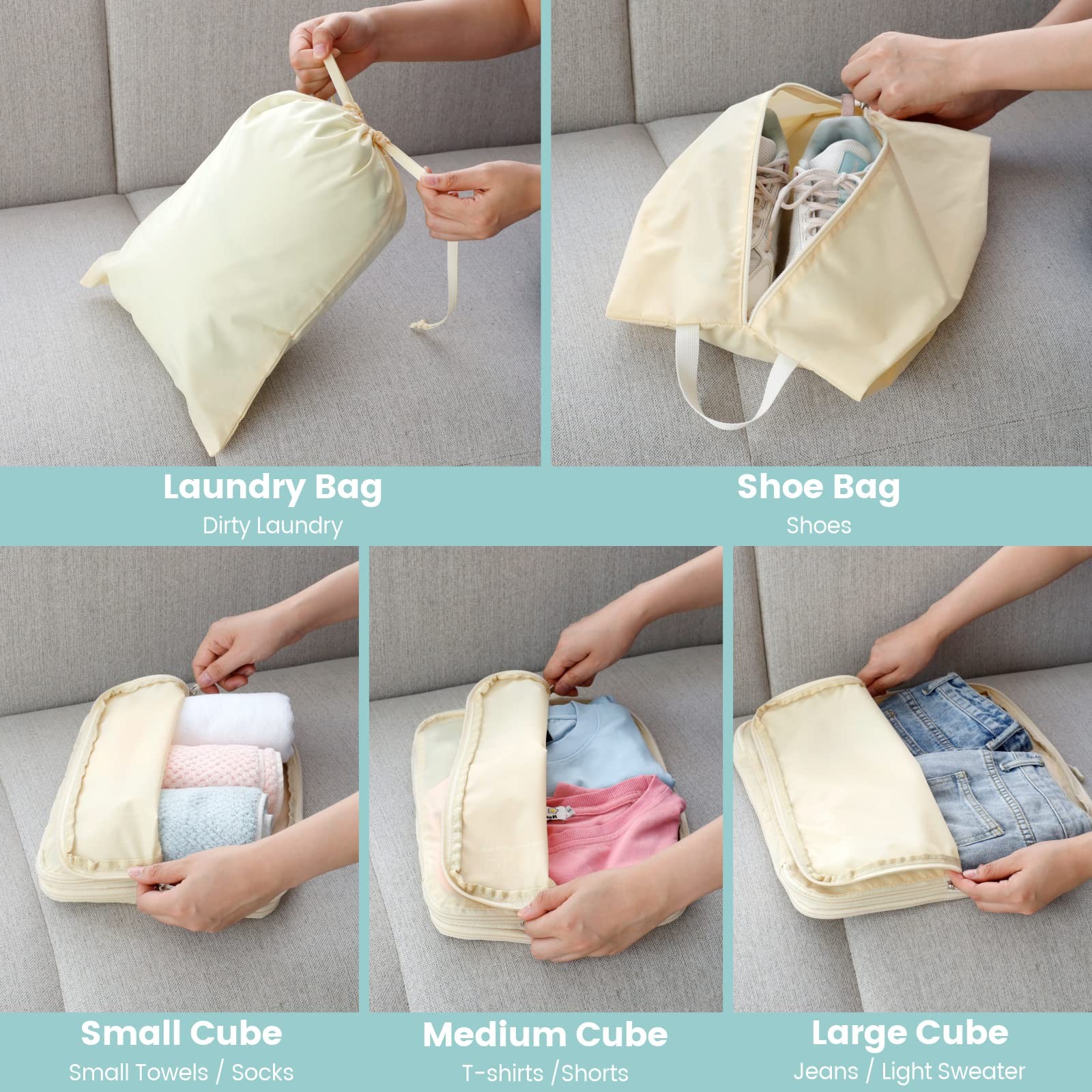 Compression Packing Cubes for Travel, 6 Set Lightweight Expandable Packing Cu...