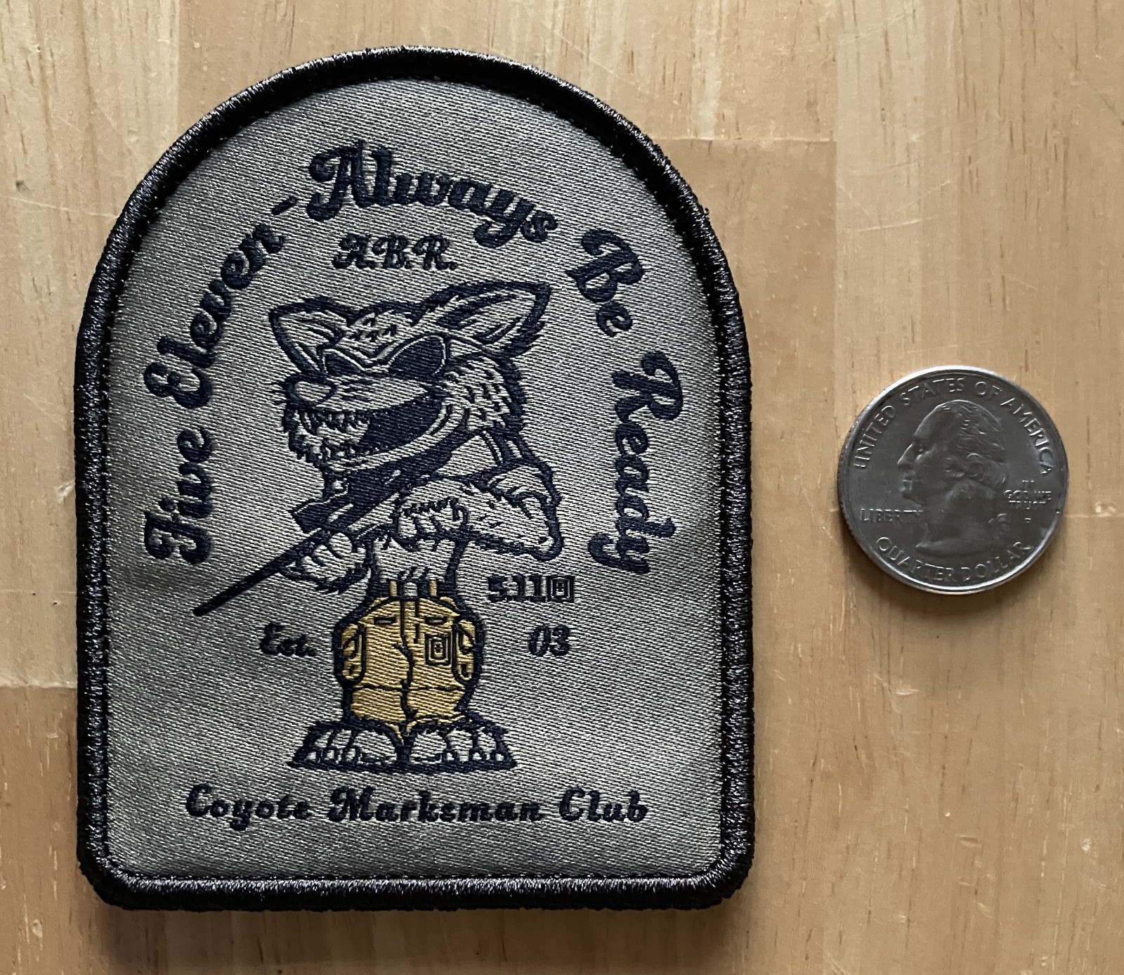 5.11 Tactical "Coyote Hunter Marksman Club" Morale Patch w/ Hook & Loop Backing