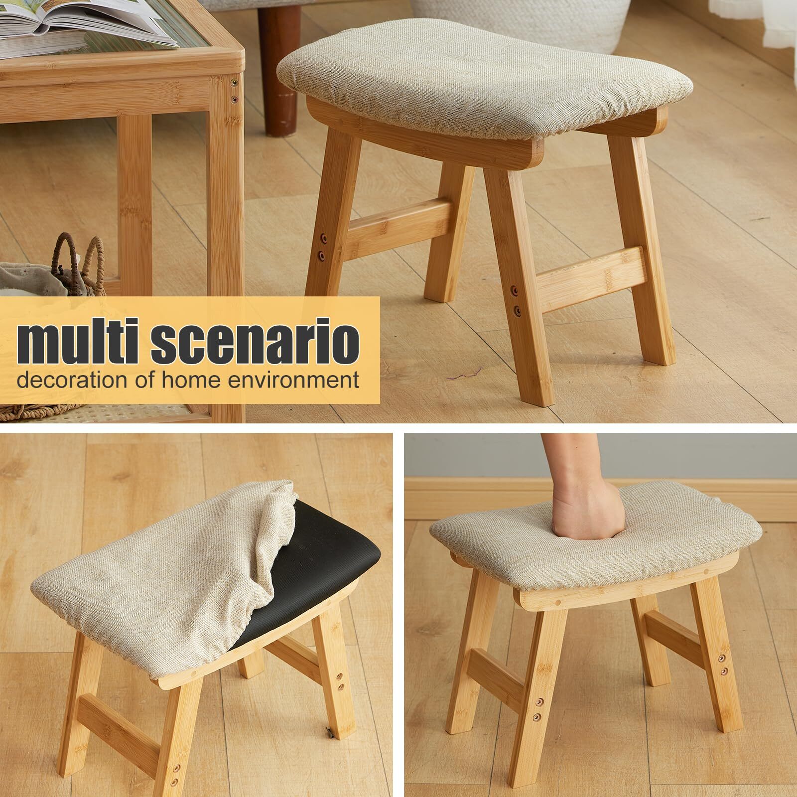 Foot Stool Ottoman Foot Rest Under DeskSmall Stool for Living Room Bedroom an...