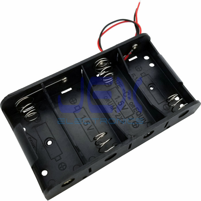 Four/4X C DIY Battery Holder Case Box Base 6V Volt PCB Mount With Bare Wire Ends