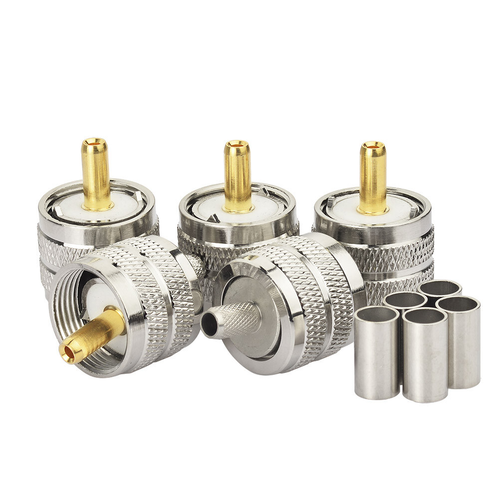 10X UHF Male RF Coax Connector PL-259 Solder Crimp RG58 RG142 RG400 LMR195 Cable